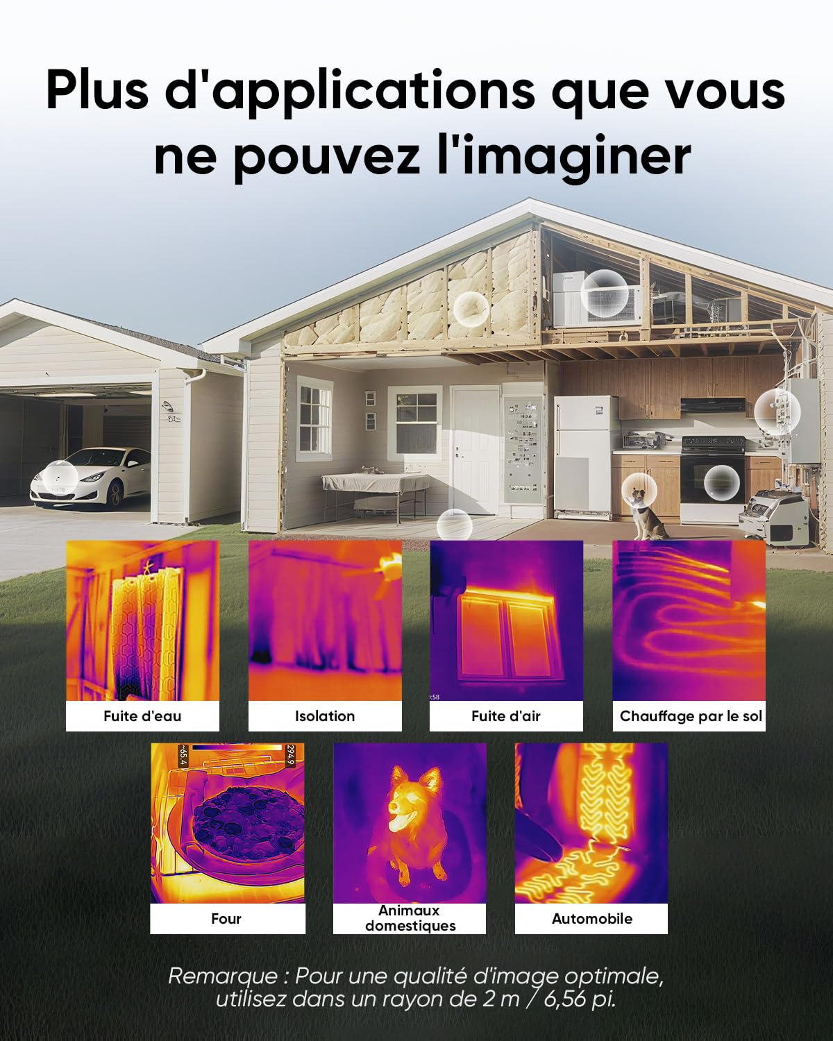 HIKMICRO D01 Caméra Thermique, Résolution Supérieure 240x240, SuperScene, Caméra d'Imagerie Thermique 96x96, Batterie de 3350mAh pour 11 heures d'autonomie, Enregistrement de Photos et Vidéos