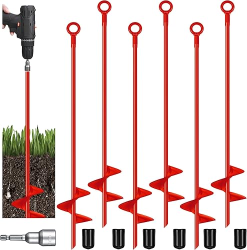 Anclaje de tierra de 18 pulgadas, hoja en espiral resistente, juego de anclajes de tierra de metal para asegurar árboles, tiendas de campaña, toldos