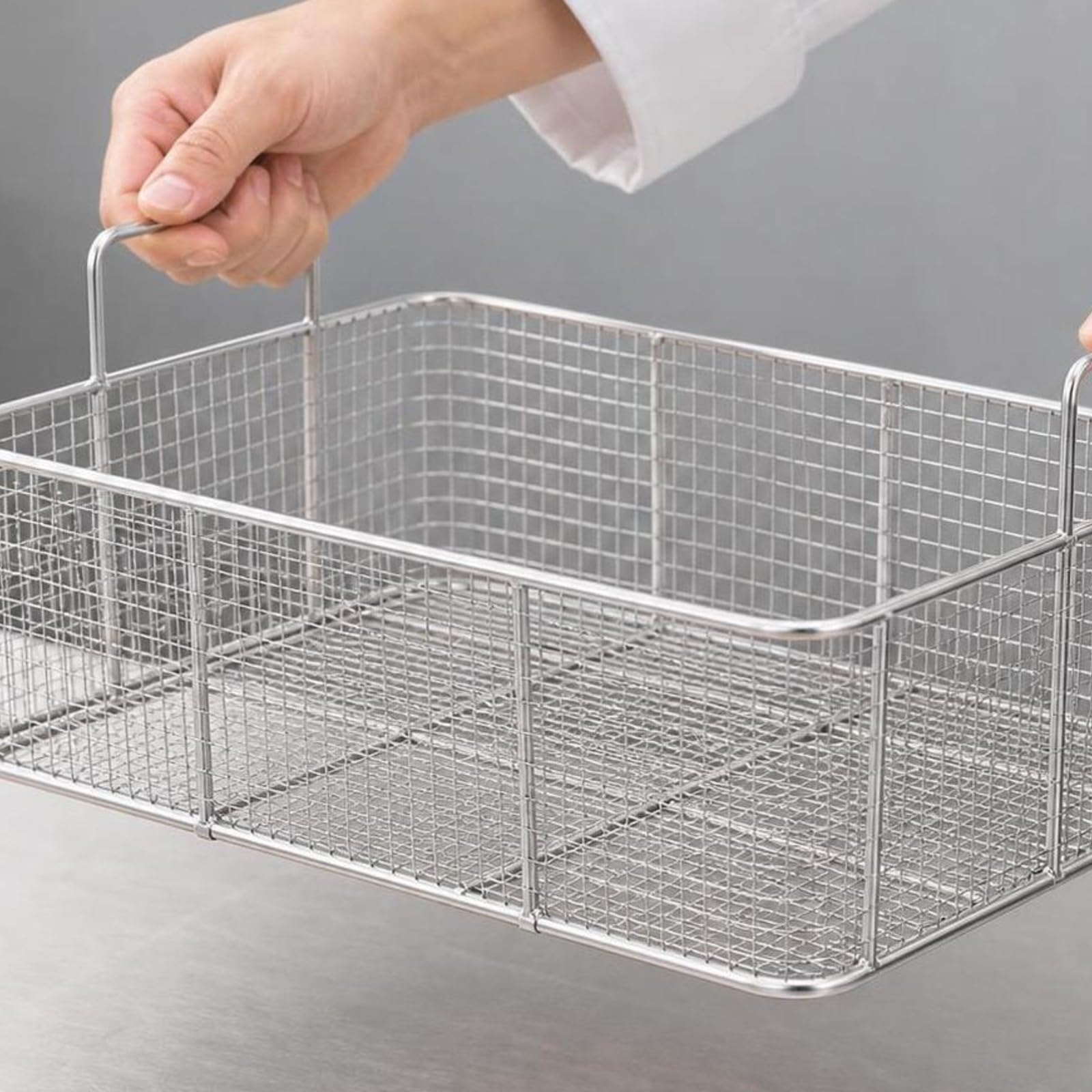 Qianly Cesta Acero Inoxidable con | Higiénico, Cestillo para Freír, Conveniente, Utensilio, Cocina Comercial, Cocineros, Mango Externo B