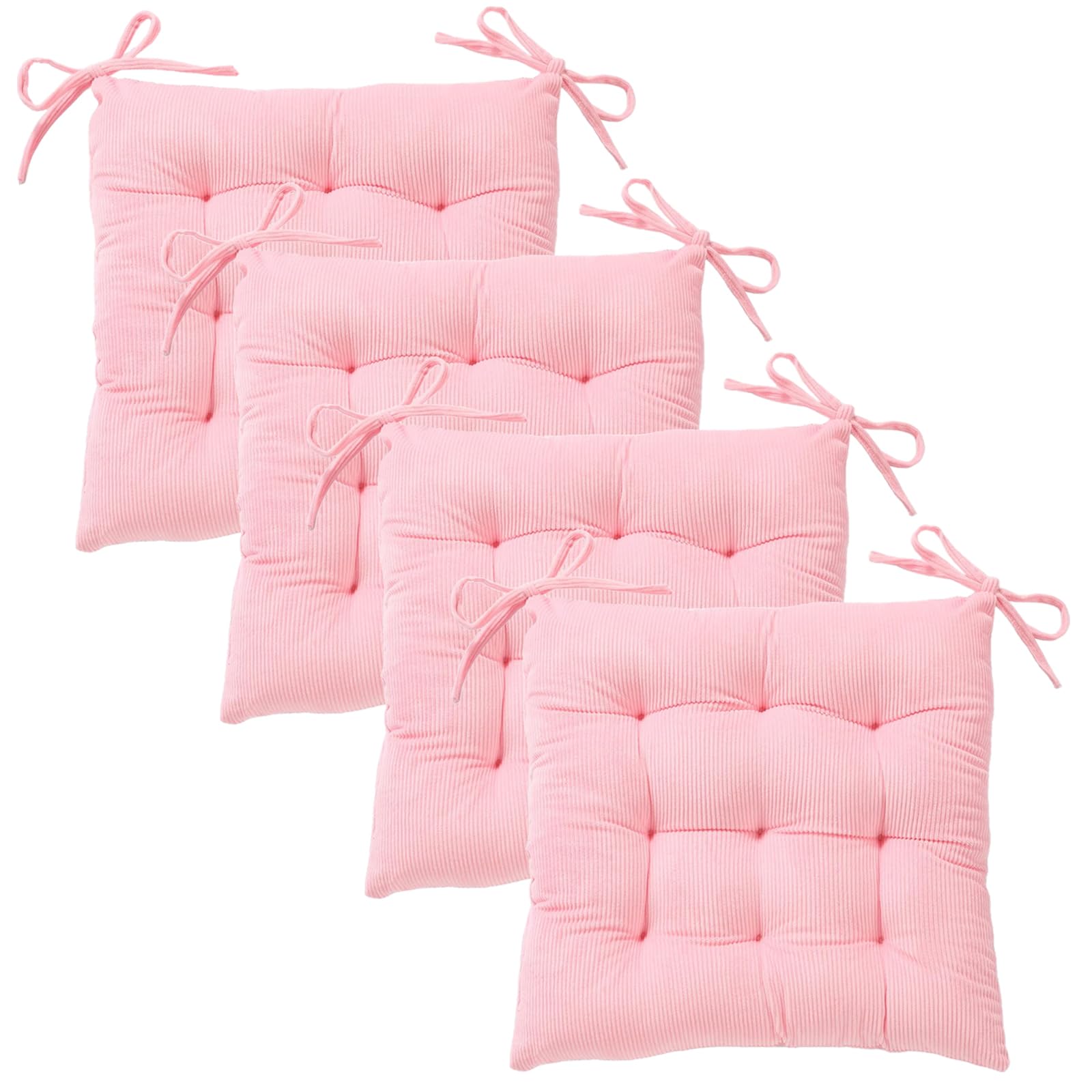MissSoul 4Pack Chair Cushions for Dining Chairs 15.7"X15.7" Corduroy Chair Pads with Ties Indoor Non-Slip Square Seat Cushion for Kitchen Office