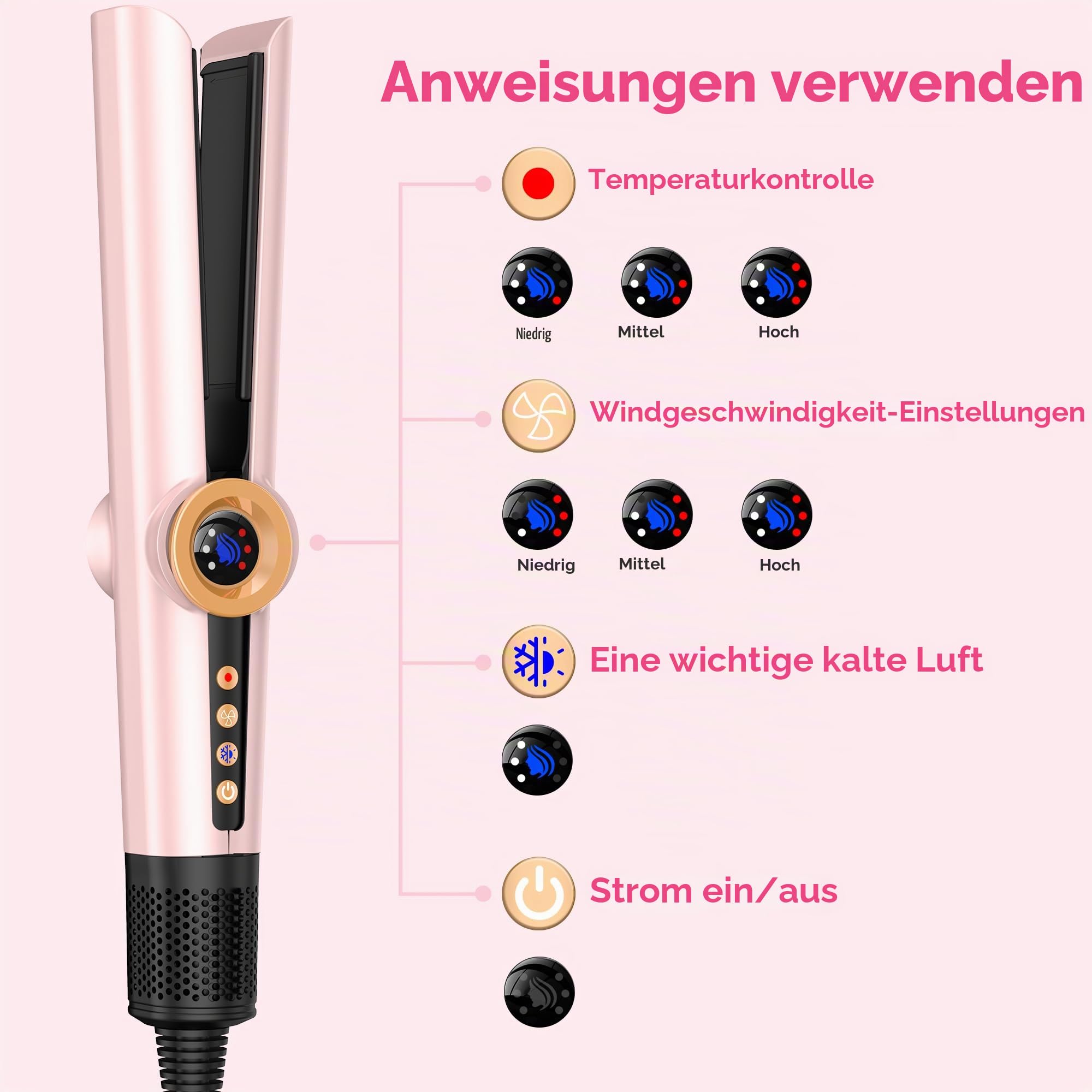 OKWRAP Air Straightener 110000RPM Föhn Glätteisen Haarglätter mit Luft1200W | Air Straightener 110000RPM, Föhn Glätteisen, Haarglätter mit Luft 1200W, Glätteisen mit Föhn Nasse Haare Keine Hitzeschäden