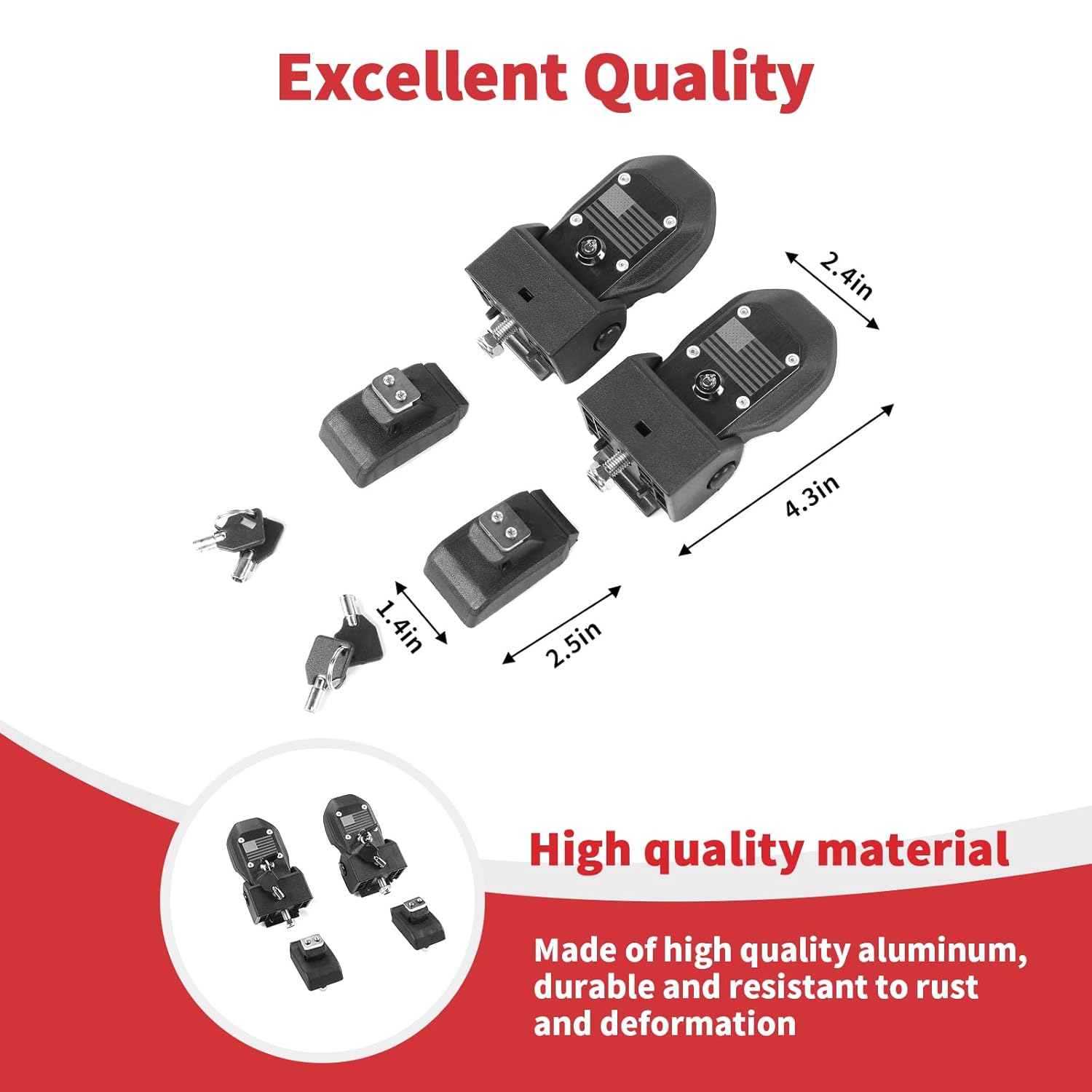 Linskip Durable Aluminum Hood Latches Locking Kit Replacement for 2018-2025 Jeep Wrangler JL 4XE & Gladiator JT - Exterior Accessories (Pair) - Easy Installation & Stylish Design