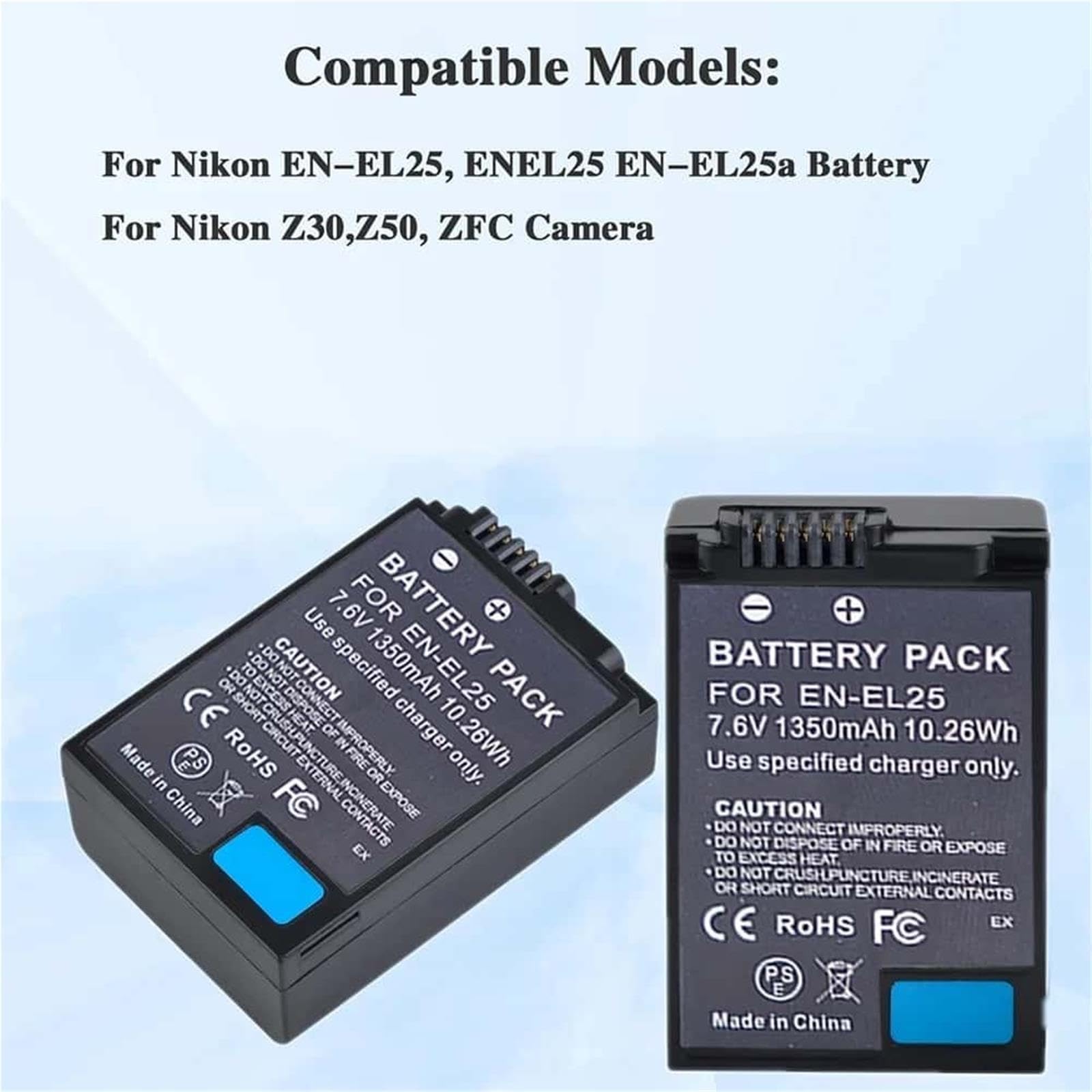 EN-EL25 Batteria for Fotocamera, 1350mAh, 7.6V, 1PC