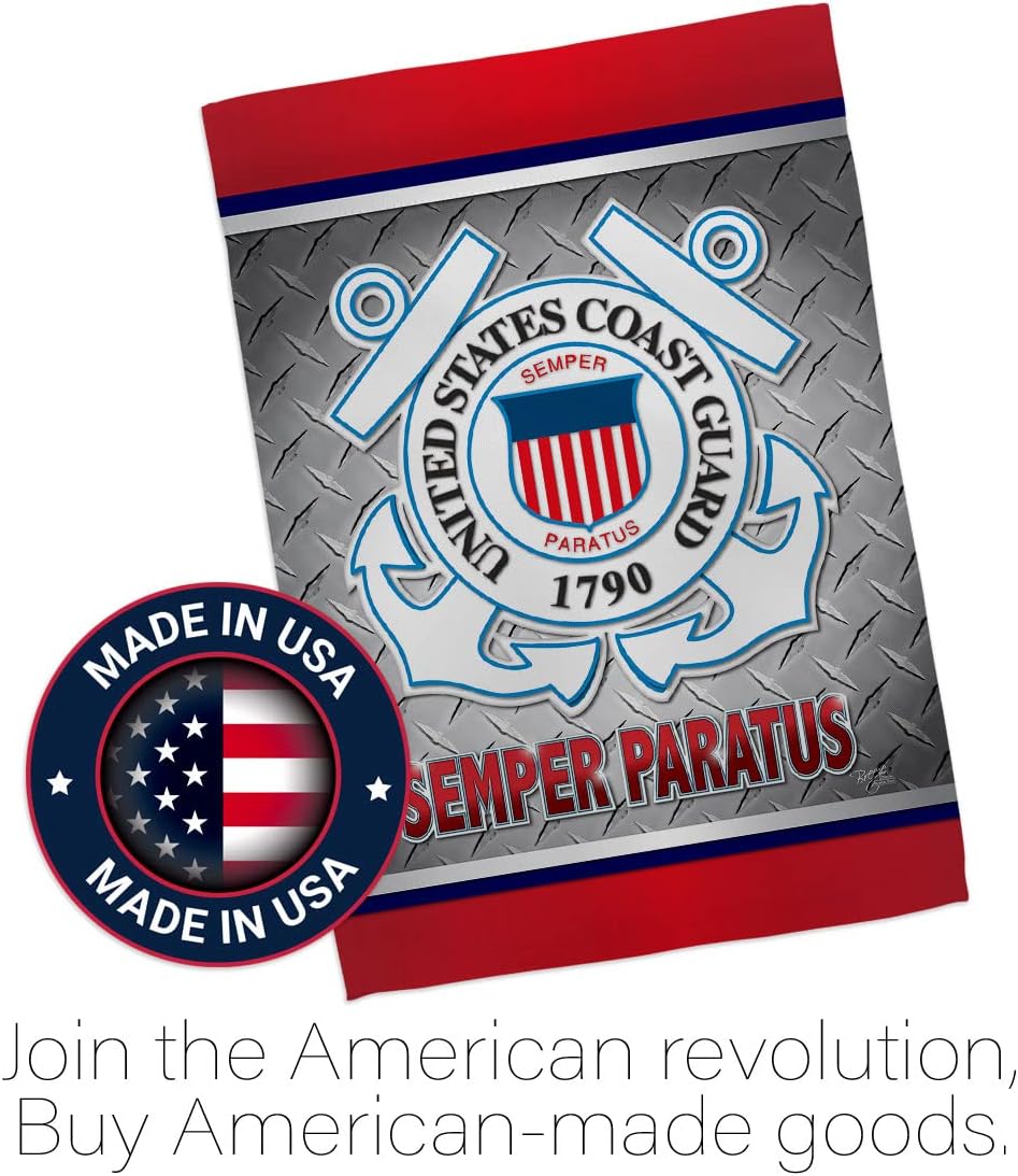 Semper Paratus US Coast Guard House Flag - 2 pcs Pack Armed Forces USCG United State American Military Veteran Retire Official - Banner Small Garden Yard Gift Double-Sided Made In USA 28 X 40