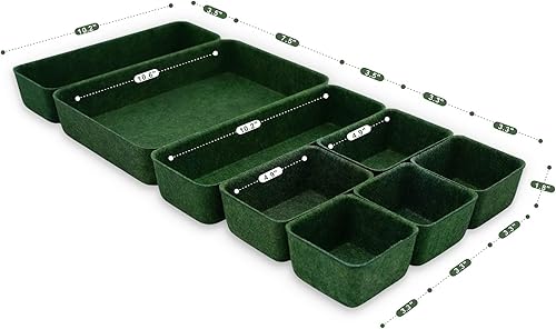 Miniatura 7 de Welaxy Organizador de cajones de escritorio, bandejas poco profundas, caja de escritorio de almacenamiento de fieltro para joyas, relojes,