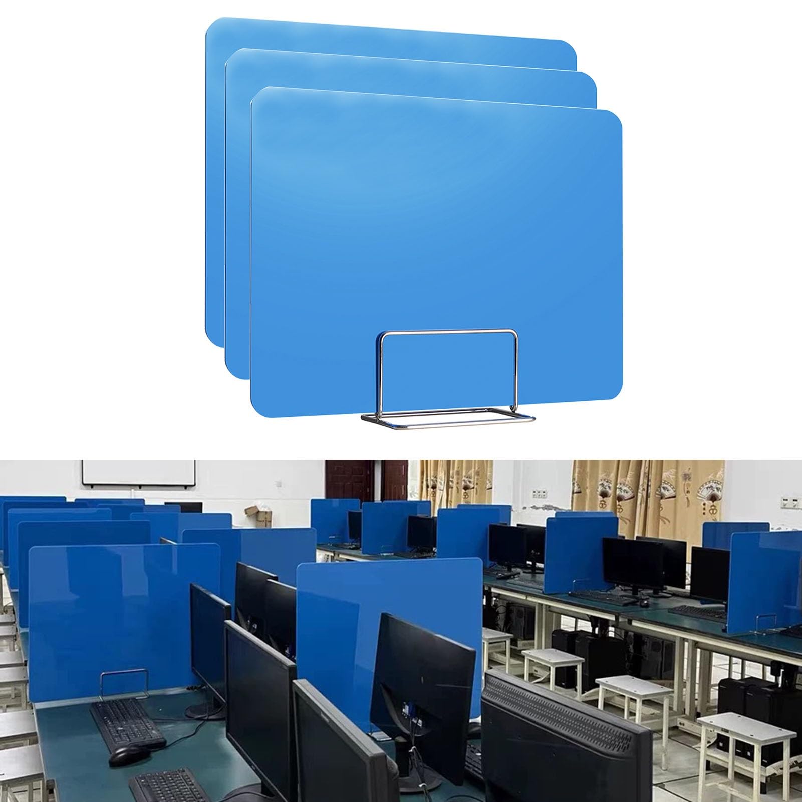 Divisor para Oficina Acrílico Aula Divisores De Escritorio/Divisores De Puestos De Trabajo, Paquete De 3 Reutilizable Protectores De Intimidad Separador De Pupitre, Carpetas De Aula Material para Pro