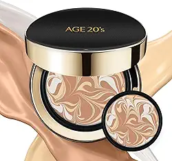 AGE20'S Signature Essence Pact SPF 50+ | Pacote com 2 | 23 bege médio | base creme, acabamento orvalhado, cobertura natural | Base de almofada coreana