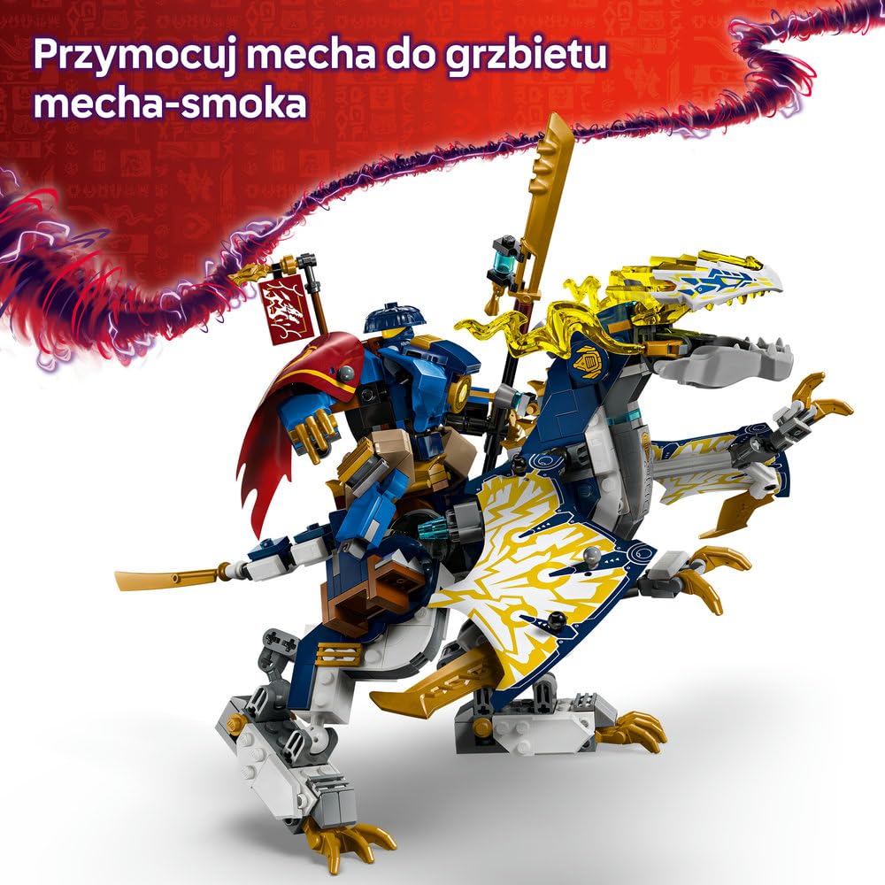 LEGO NINJAGO Mech smoczego jeźdźca Rogue’a 71843 | mech ninja, zabawka akcji, prezent dla chłopca i dziewczynki 8+, bitwa ninja, 584 elementy