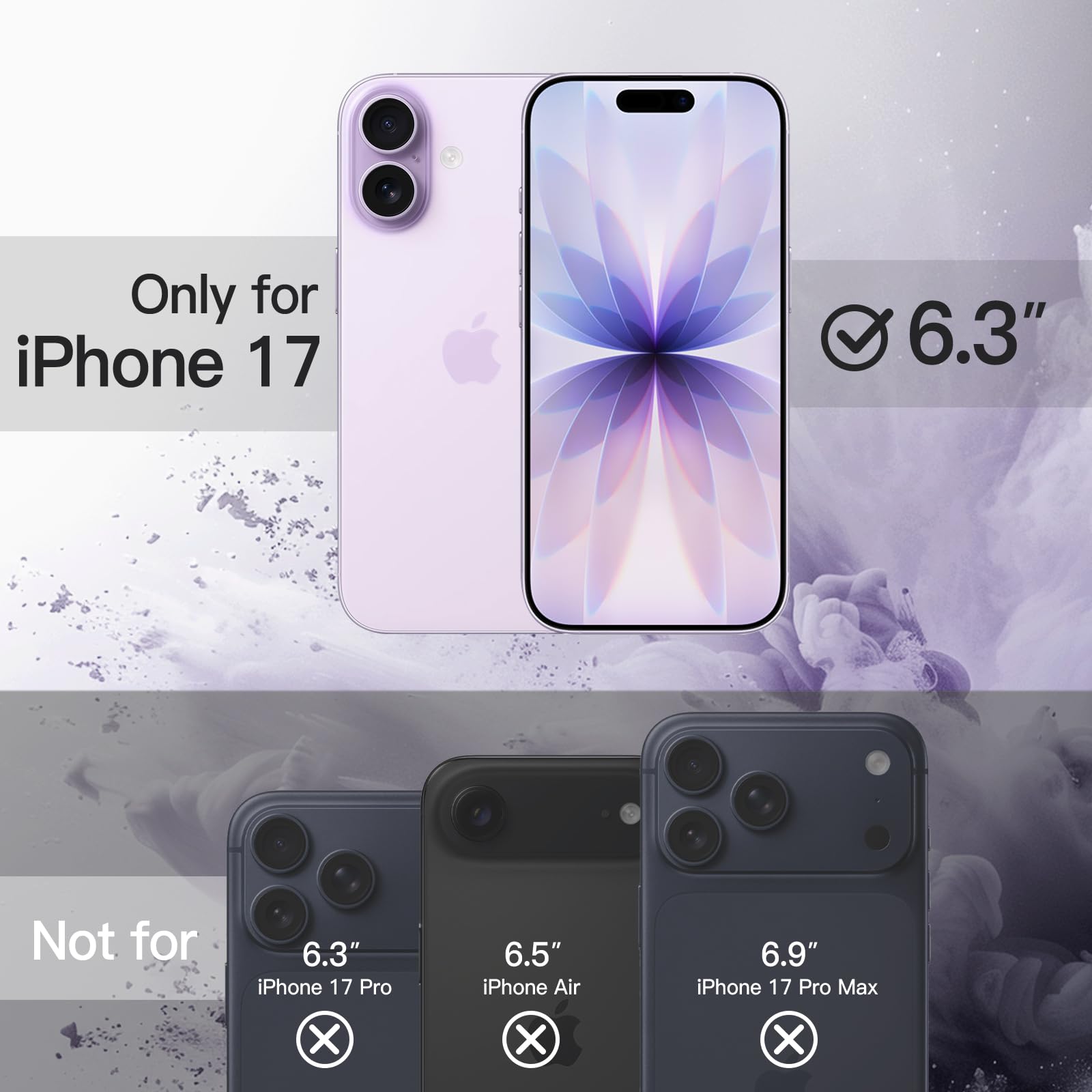 JETech Cover Magnetica per iPhone 17 6,3 Pollici Compatibile con MagSafe, Antiurto Paraurti Custodia, Solida Colore Opaco TPU Telaio, Anti-Graffio Retro Trasparente (Lavanda)