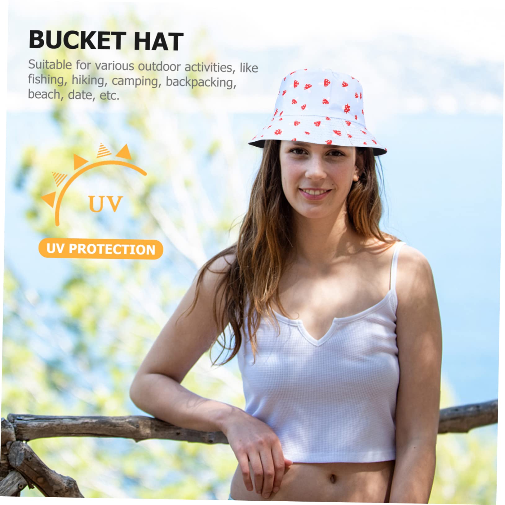 FRCOLOR Chapeau Seau Champignon Bucket Hat bob Champignon Chapeaux Chapeau de Plage pour Femme Bonnet de Plage extérieur Bonnet en Coton Respirant Chapeau de pêcheur Sky-Blue