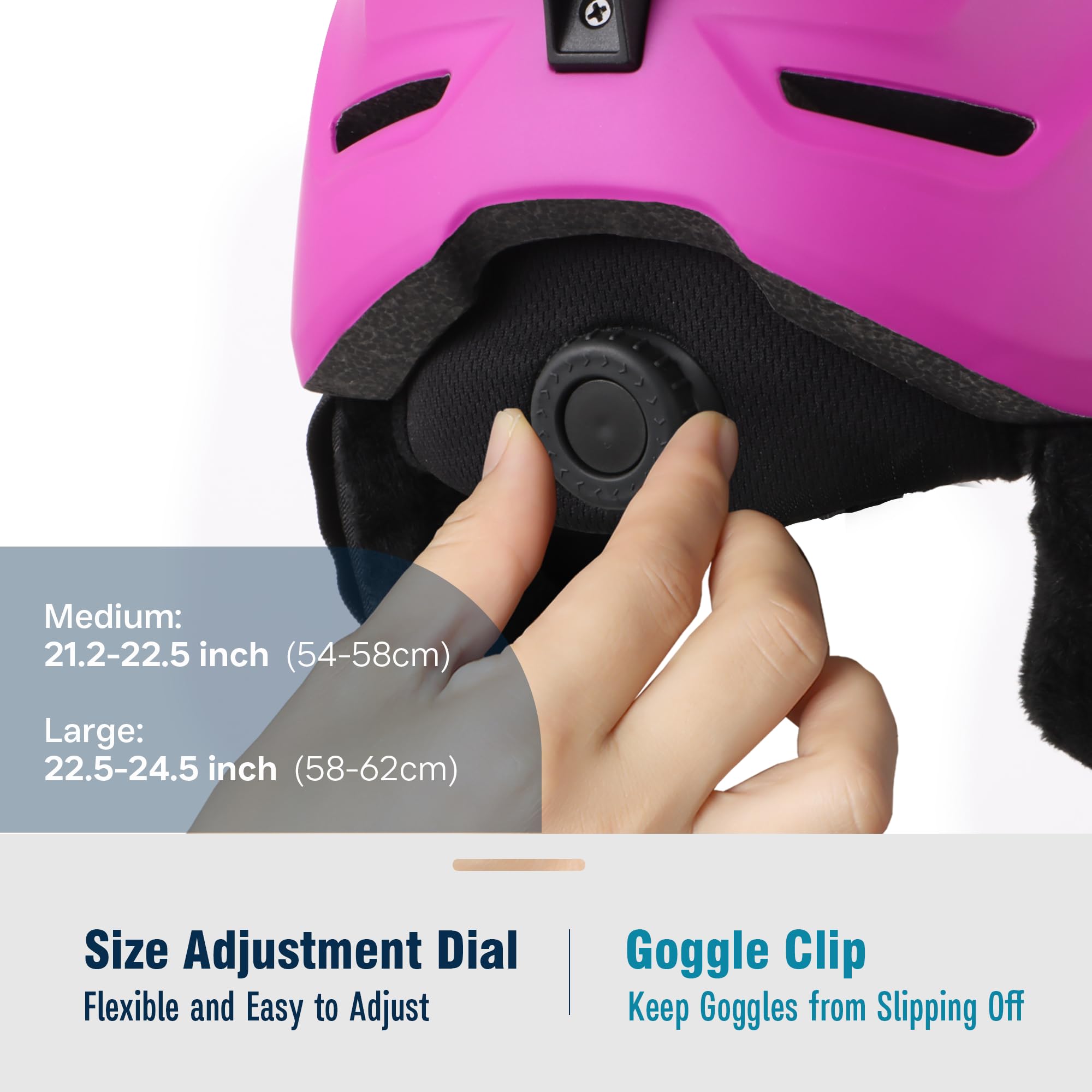 DKONI Casque de ski, de planche à neige pour homme et femme, système de ventilation réglable en deux étapes, casque de sports de neige pour adultes, jeunes et grands enfants