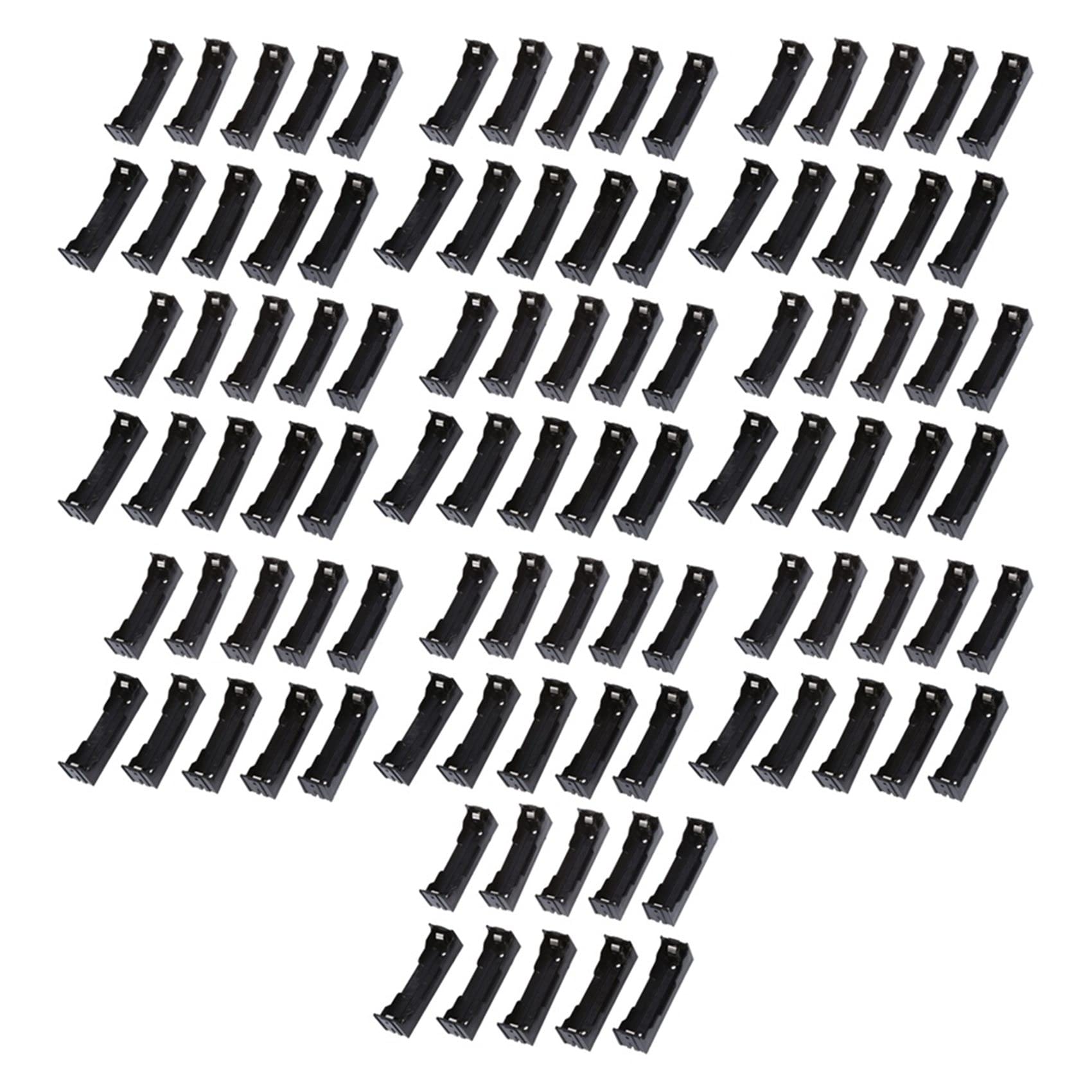 100 Pieces - Caja del compartimento de las pilas (3,7 V, batería 18650), color negro