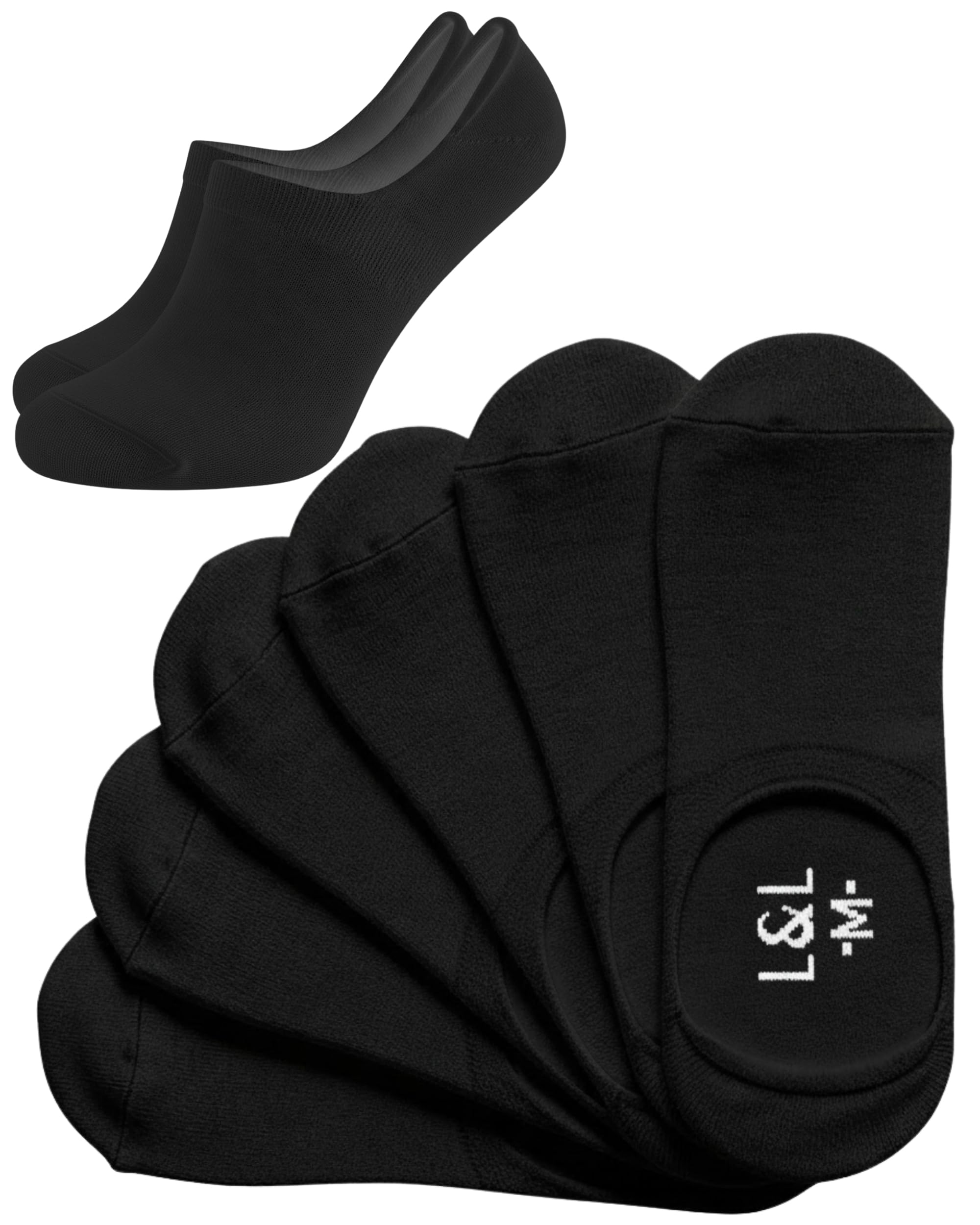Lars&Leo Füßlinge für Damen/Herren, No-Show Socken aus Bio-Baumwolle mit rutschfestem Silikonpad