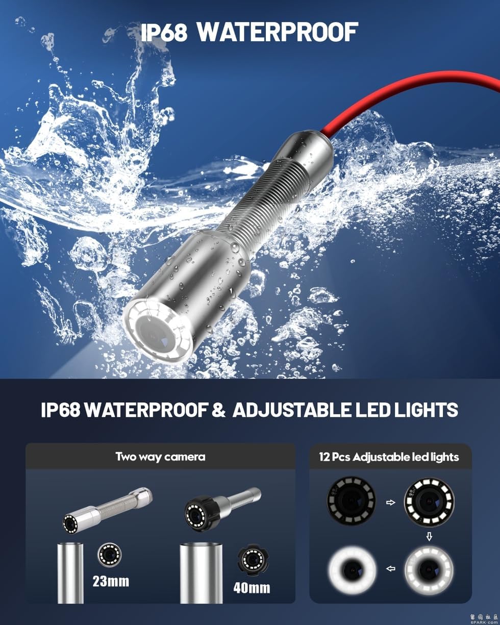 IP68 Waterproof Camera Head with Adjustable LED Lights