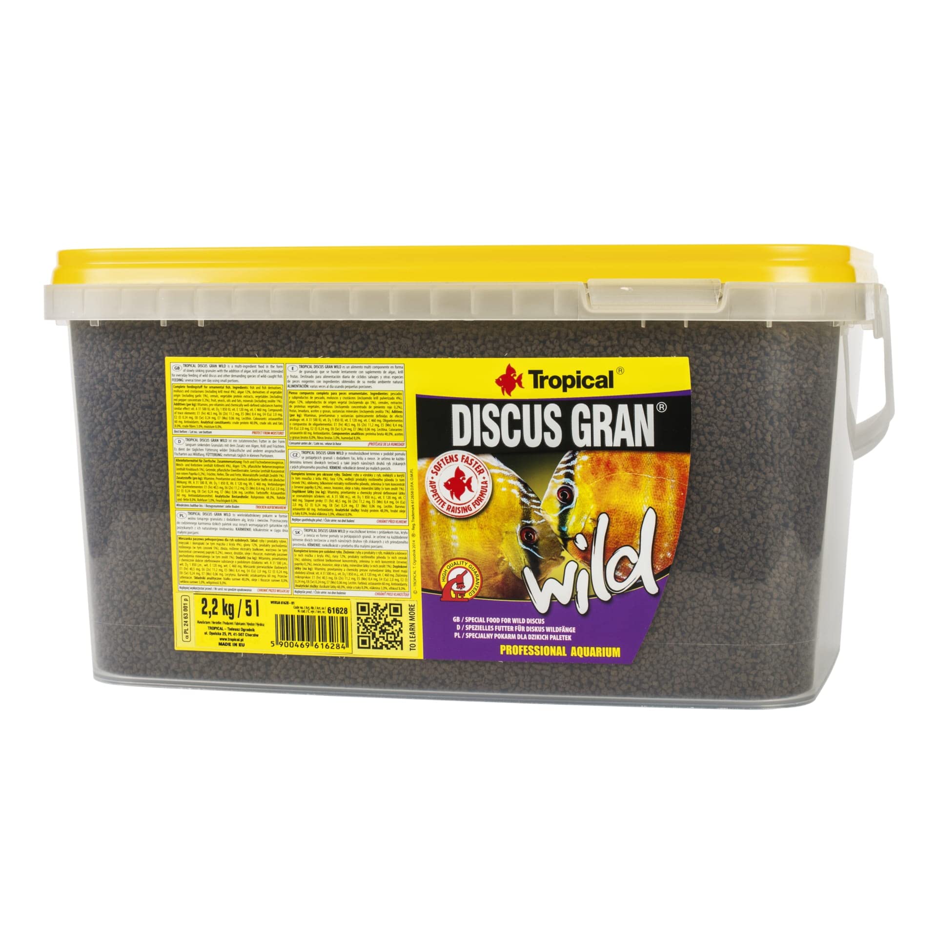 TROPICAL Discus Gran Wild 5L / 2,2kg - Alimento Especialmente formulado para Peces Discos Salvajes