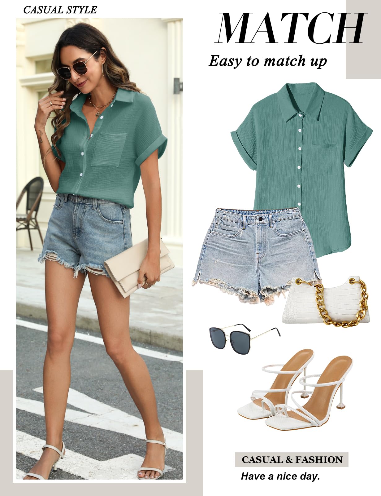 Chemisier pour Femme Chemise Élégante à Manches Courtes avec Col en V Chic Chemise Boutons en Coton Lâches Hauts Décontractés de T-Shirt Blouses