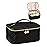 Prite Makeup Bag Portable Cosmetic Organizer with Brush Holder Waterproof Travel Toiletry Bag for Women with Handle and Divider (Black Rhombus)