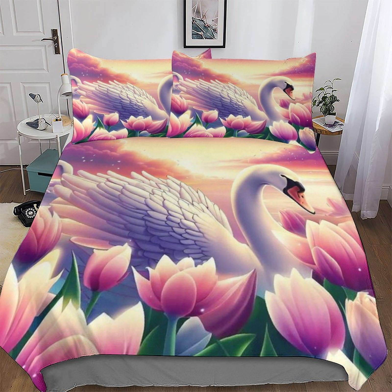 Cygne housse de couette pour enfants et adultes transformant la chambre en cocon