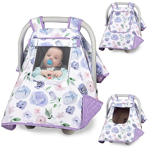 Miniatura 15 de Funda de asiento de coche para bebé, toldo para asiento de automóvil para niños, cubierta Minky acogedora y cálida, funda para portabebés con