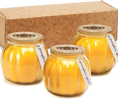 Velas de Acción de Gracias y otoño, 3 velas en forma de calabaza, velas perfumadas de otoño, juego de 3 velas perfumadas con especias de calabaza,