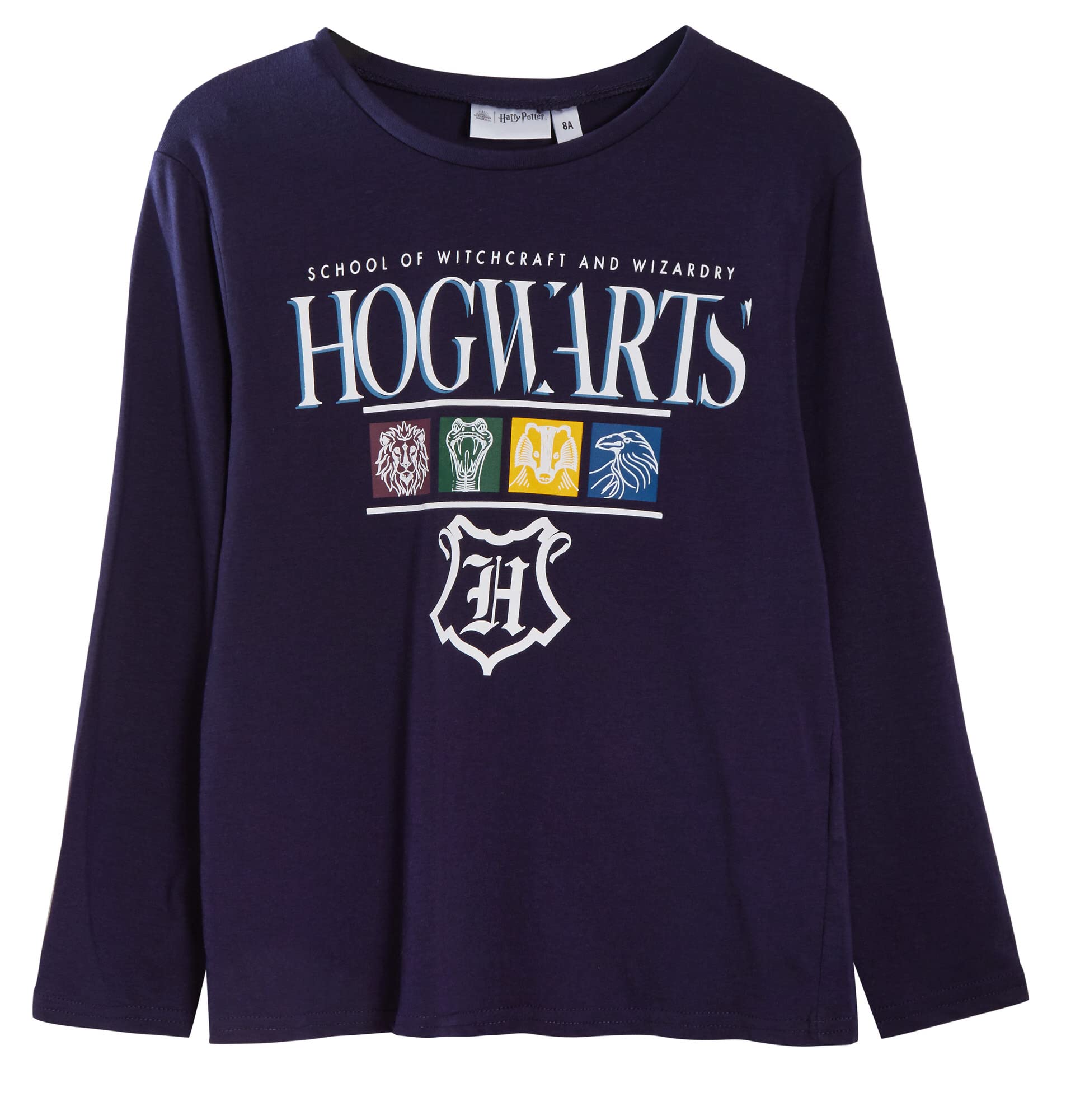 Harry PotterT-Shirt for Kids Long Sleeve Hogwarts Tee House Teams Crest Ragman Top