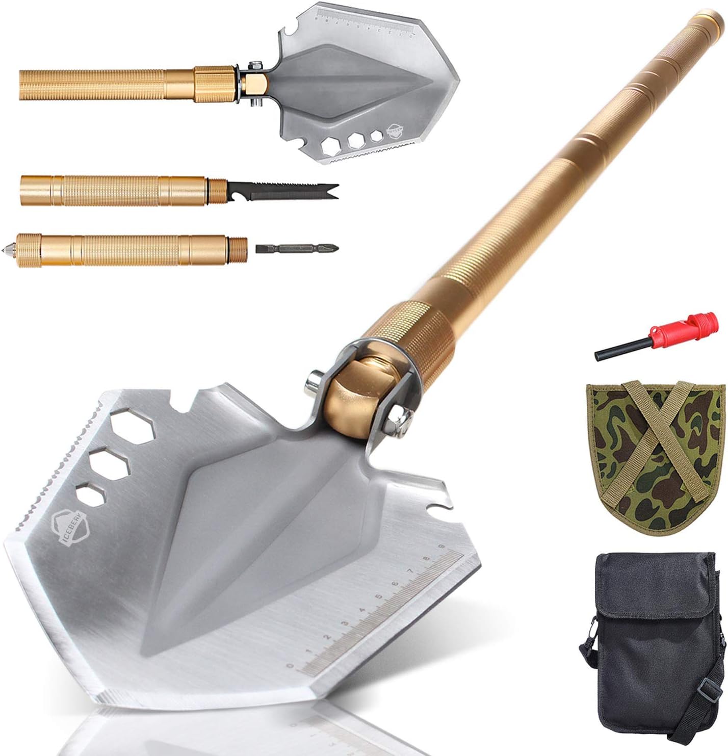 Iceberk Klappspaten mit 12 Funktionen Extrem Stabiler