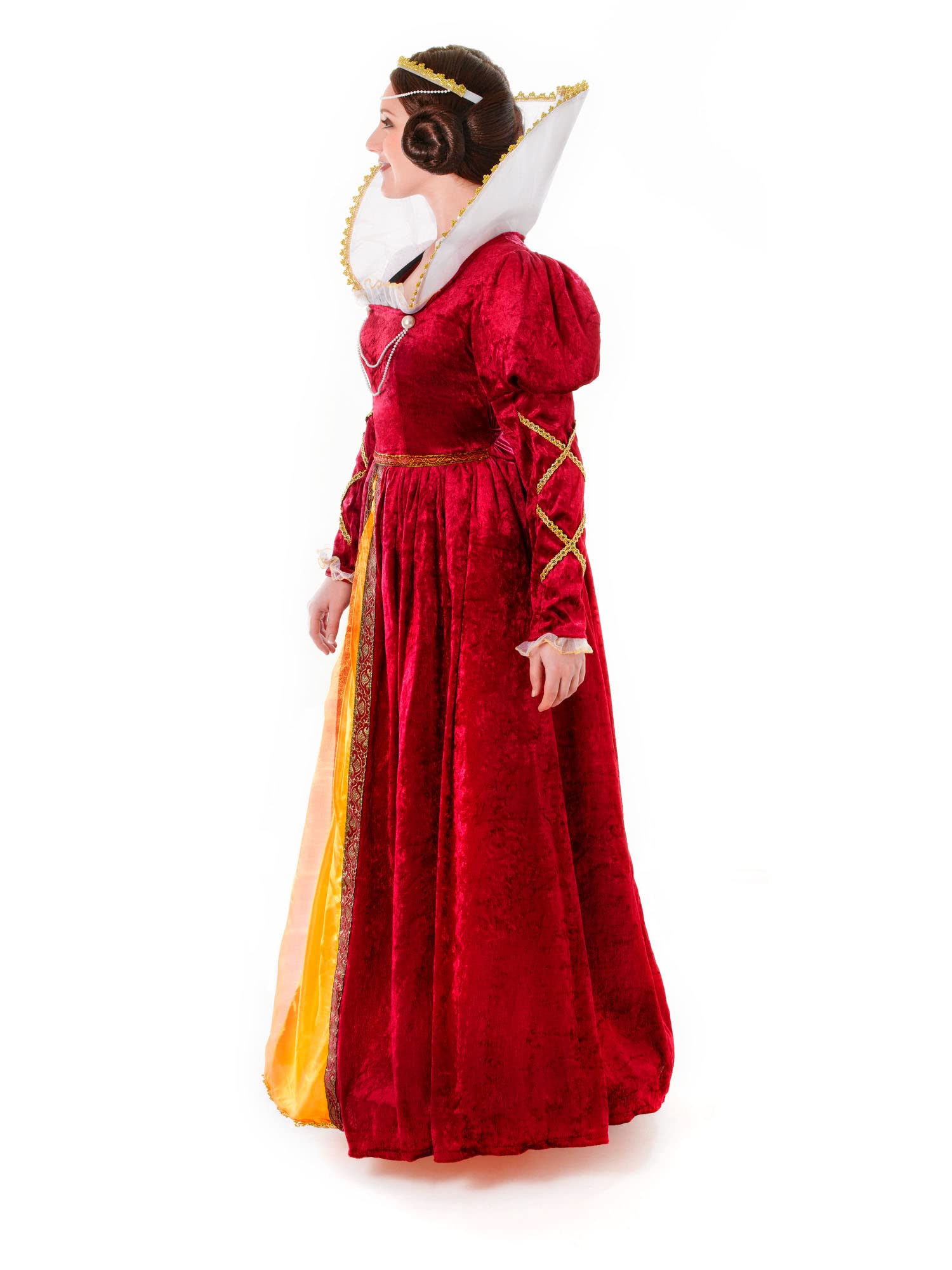 Bristol Novelty- Queen Elizabeth Costume da Donna, Rosso Regina Elisabeth, Colore Gold, UK 10-14, AC482