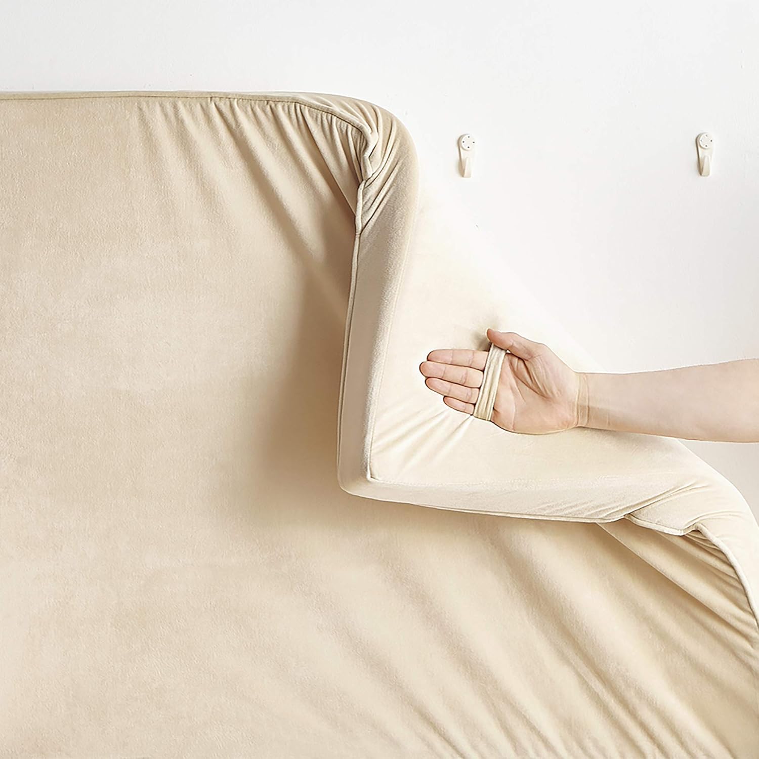 DormCo Rainha Cushioned Dorm Headboard - Almond Milk Velvet