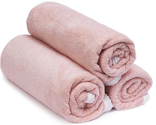 QT - Juego de 3 toallas de baño de microfibra, superabsorbentes, de secado rápido, extra grandes (27 x 55 pulgadas), multiuso para baño, fitness,