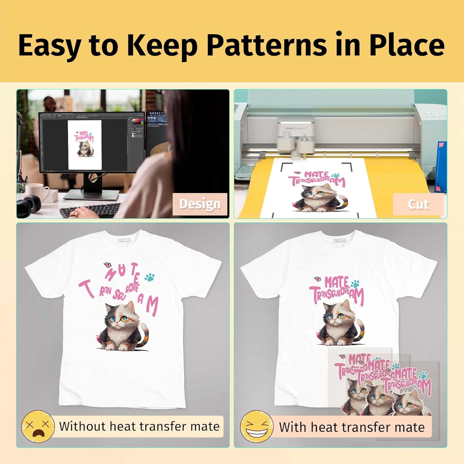 TransOurDream Tru-Heat Transfer Mate for Dark and Light Transfer Paper (8.5x11 inch,10 + 10 Sheets) Clear Iron on Transfer Paper Tape for Printable HTV Vinyl