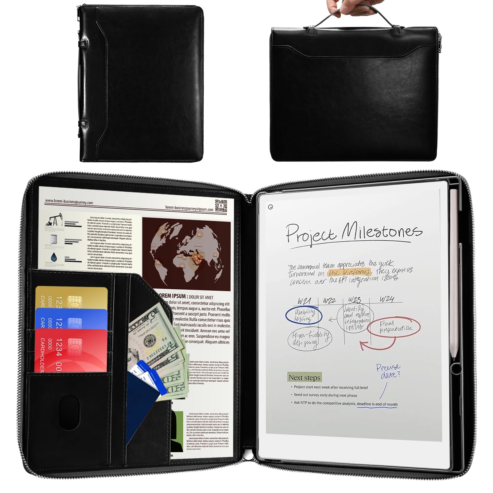 Étui Remarkable Paper Pro 11.8" 2024 - Housse PU Avec Porte-Stylo, Pochette Cartes, Sommeil/Réveil Auto - Noir Ou Marron