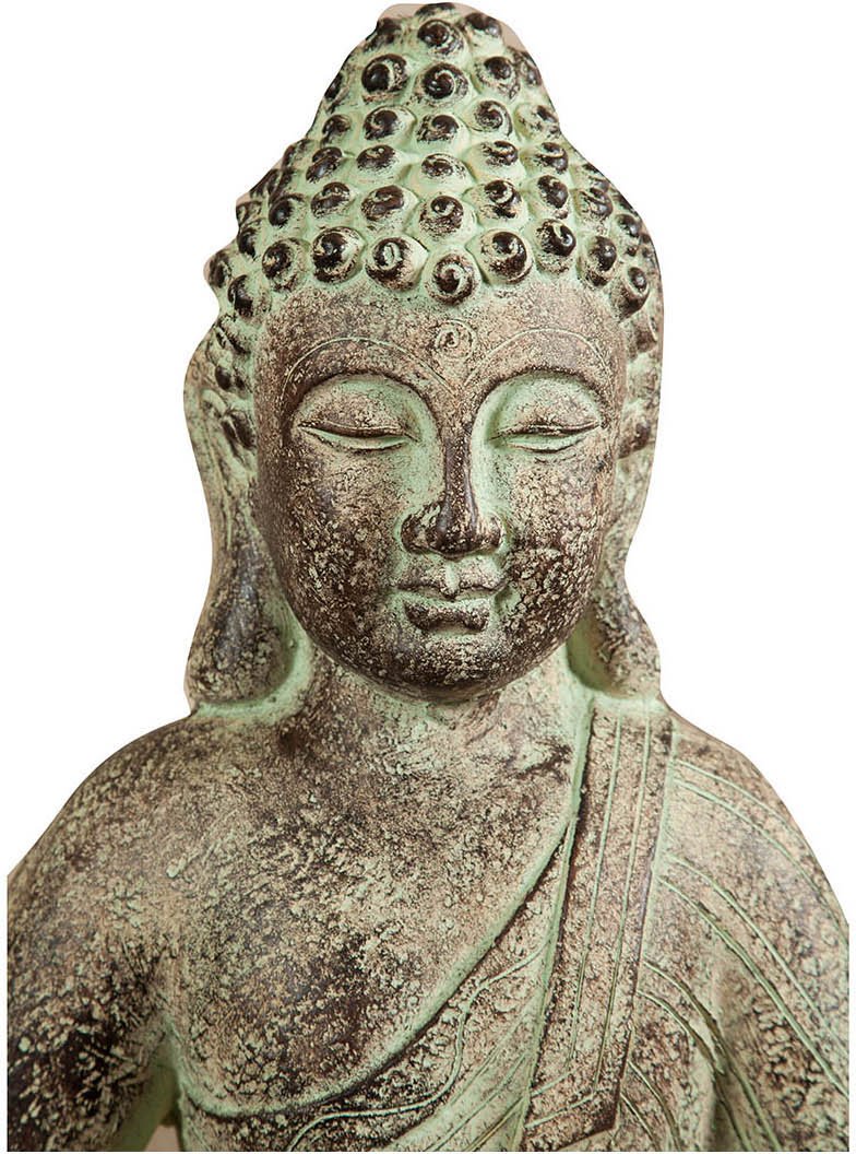Biscottini Statua Buddha in Posizione Meditativa 46X34X66 cm - Buddha statua in resina grande - Buddah da arredo Effetto Pietra Invecchiata - Decorazione Zen da Interno ed Esterno