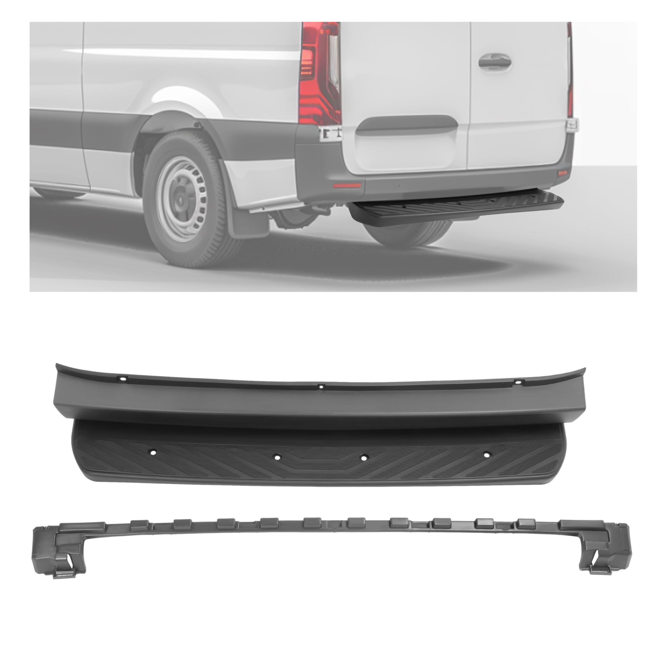 HECASA Rear Bumper Step Cover Compatible with 2007-2018 Mercedes Dodge Sprinter W906 2007-2018 Sprinter 2500 3500 Rear Lower Bumper Step Running Board Cover