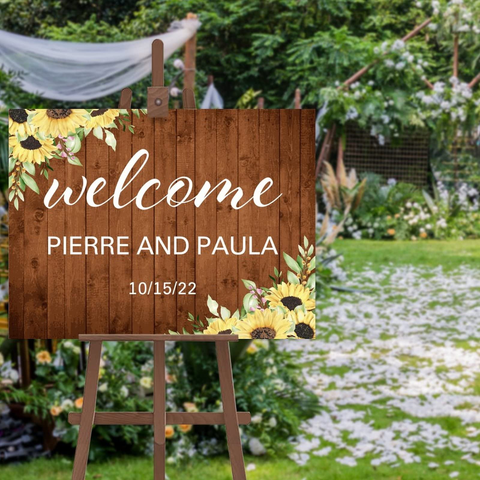 Plaque bienvenue mariage personnalisée pour cérémonie champêtre