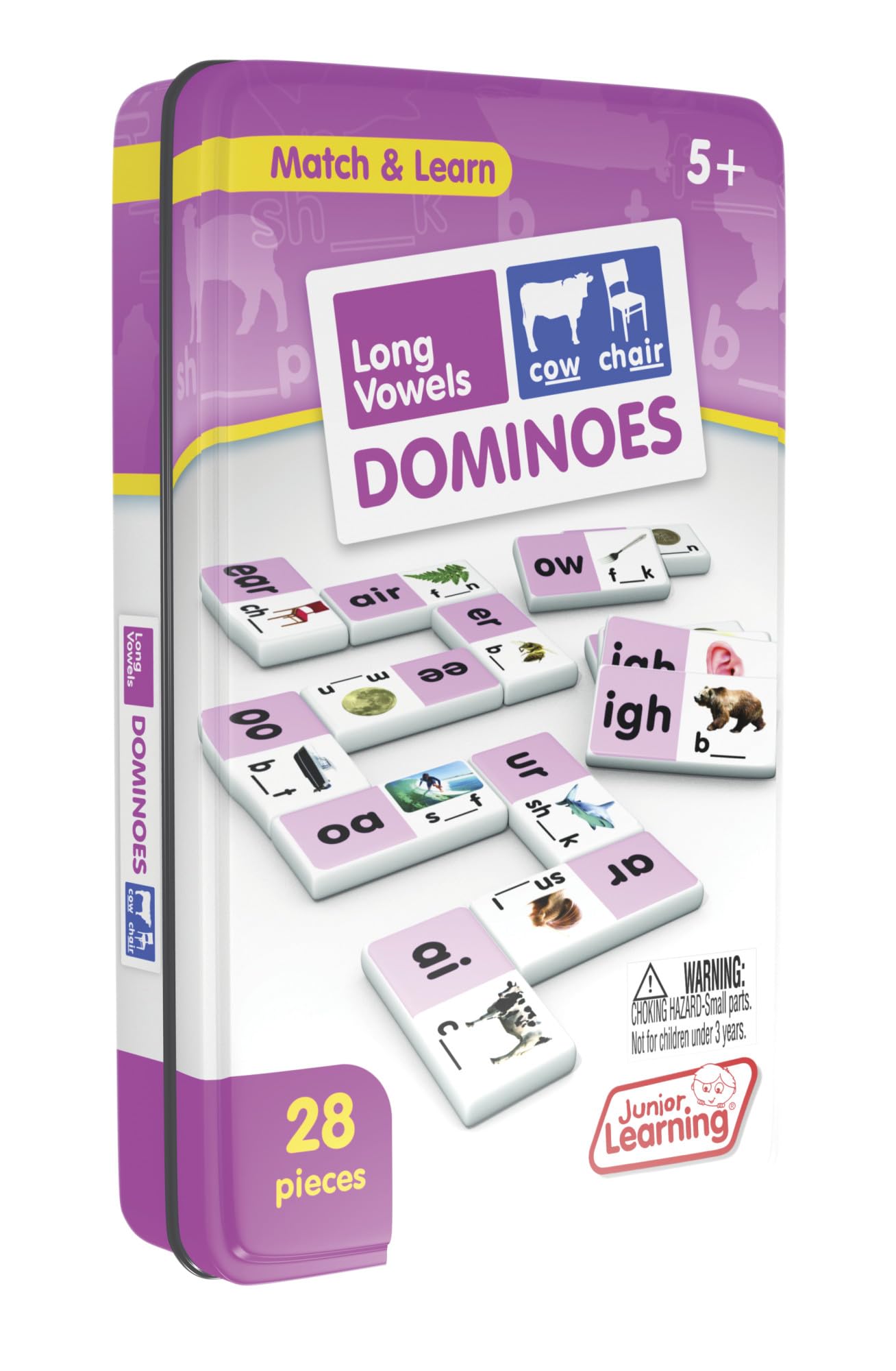 Junior Learning Long Vowel Dominoes Educational Action Games, Multi (JL495)