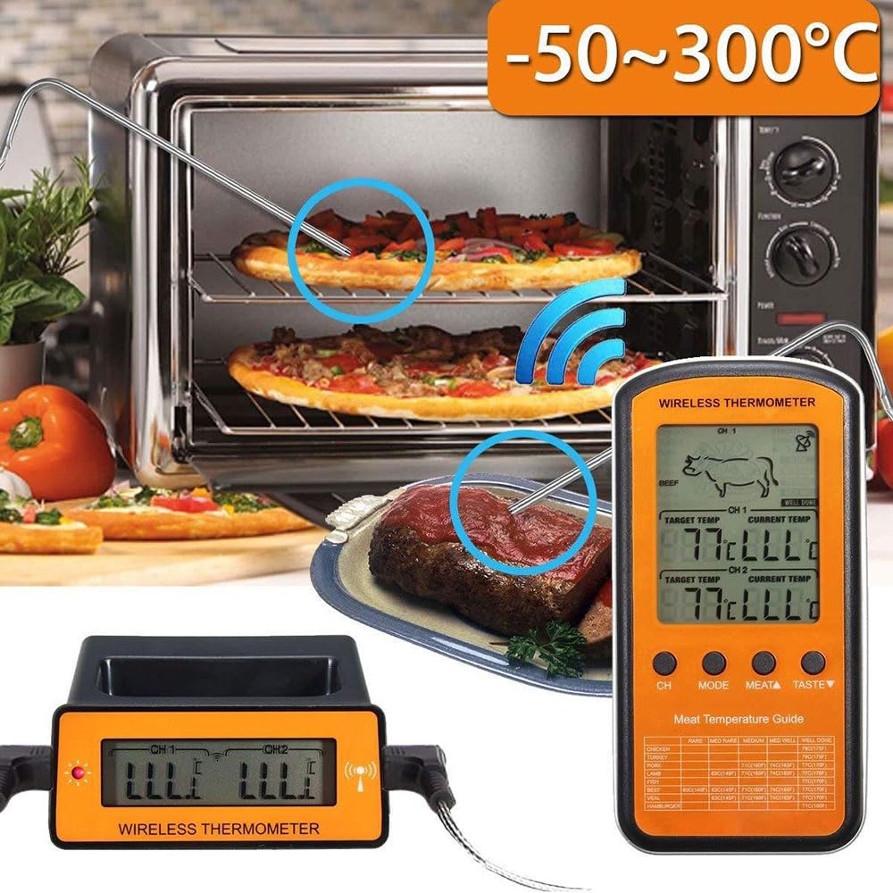 SagaSave Termometro digitale per carne, doppia sonda elettronica, termometro digitale da cucina, per bevande calde, carne, grill, barbecue