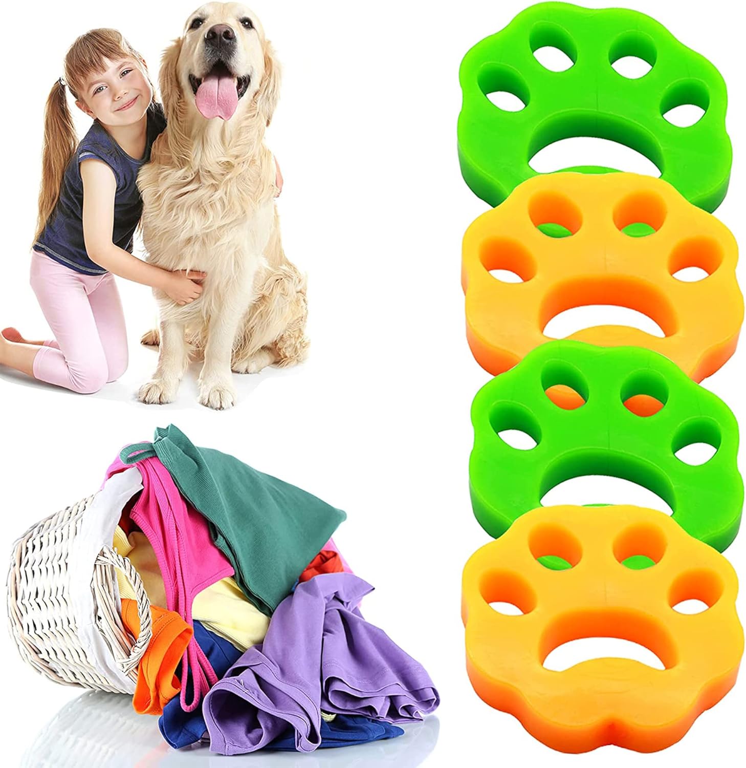 FYNDORS Pet Hair Remover Washing Machine 4 Pack Pet Fur Catcher for