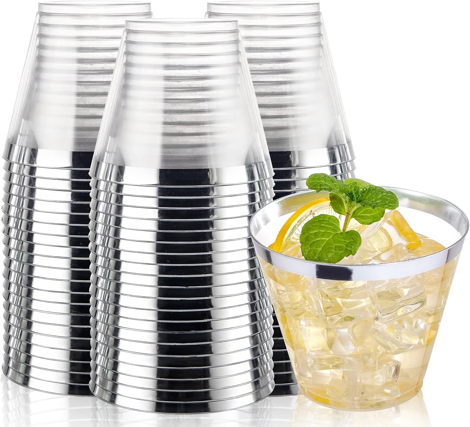 Gold Plastic Cups - 200 Pack, 9oz Elegant Rimmed -19