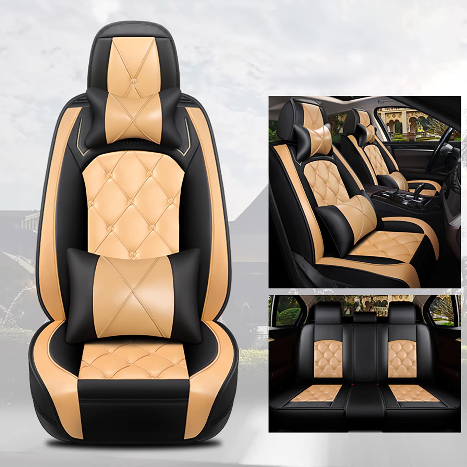 NOBQUA Car Seat Covers Universal Full Set for Mercedes-Benz CLK-Class CLK 200 C208 CLK 230 C208 CLK 320 C208 CLK 430 С208 CLK 200K CLK 240 C209 CLK 500 C209 Car Accessories