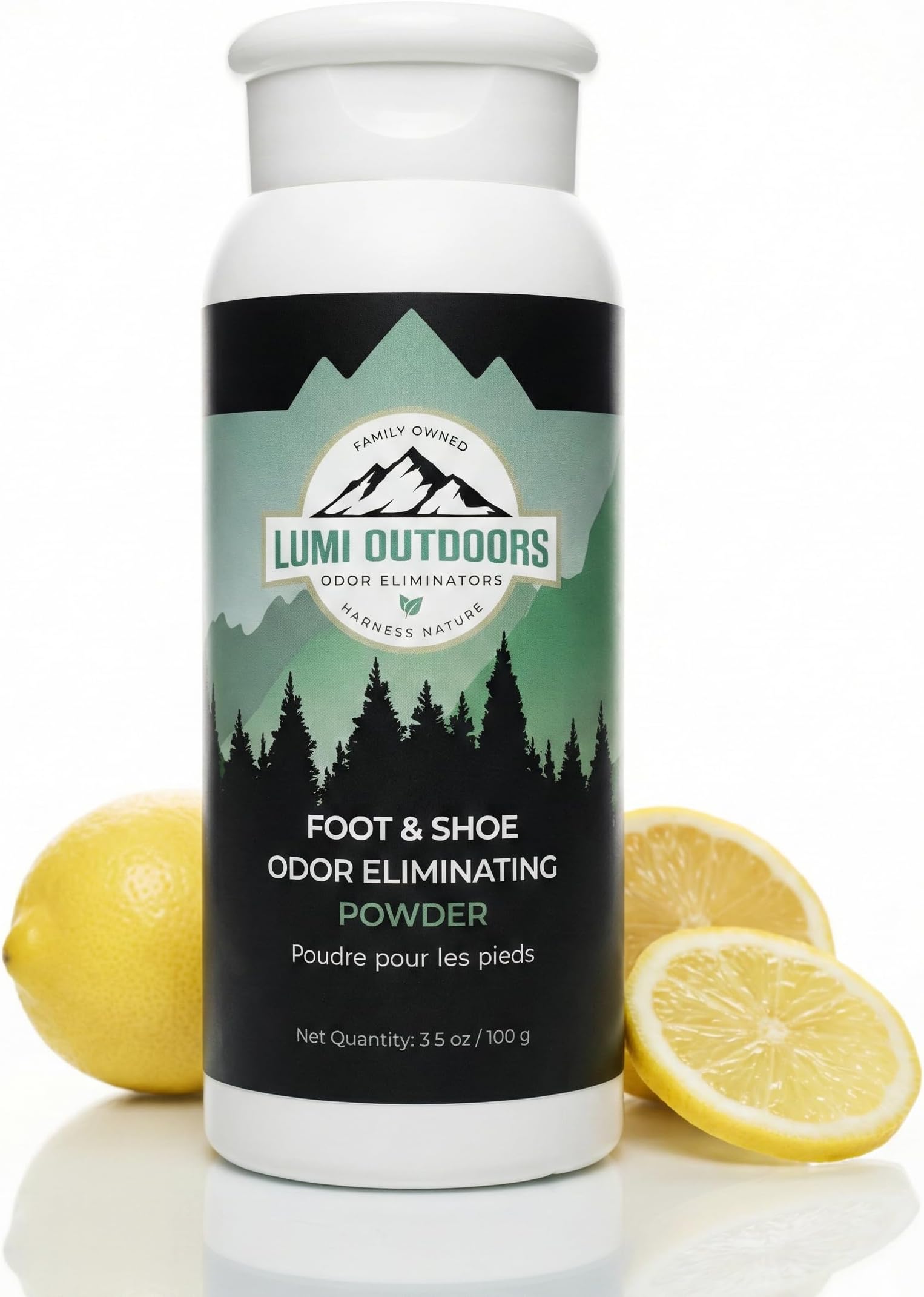 Lumi Outdoors Natural Foot Powder Deodorizer & Shoe Odor Eliminator - Talc Free Foot Deodorant