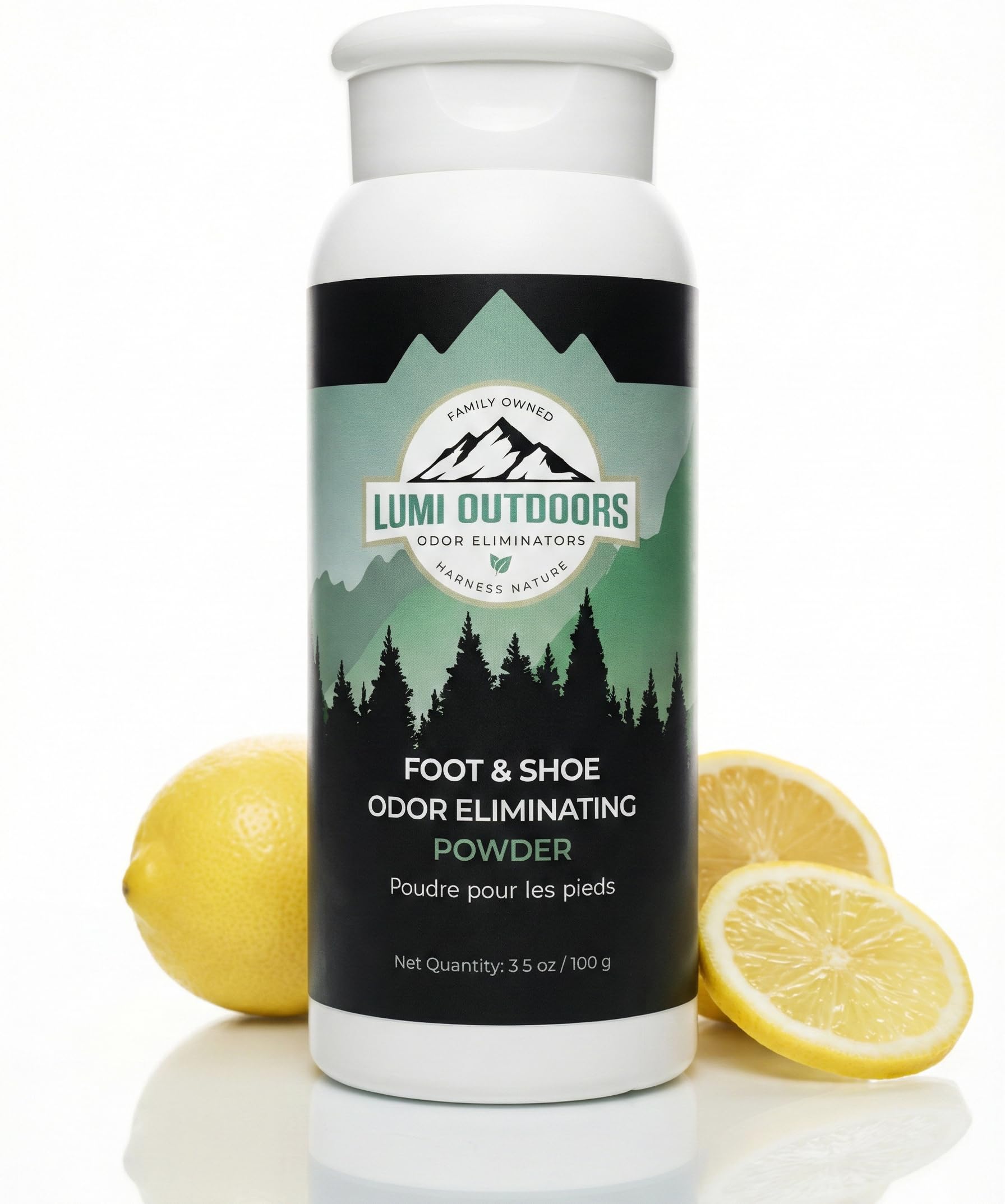 Lumi Outdoors Natural Foot Powder Deodorizer & Shoe Odor Eliminator - Talc Free Foot Deodorant