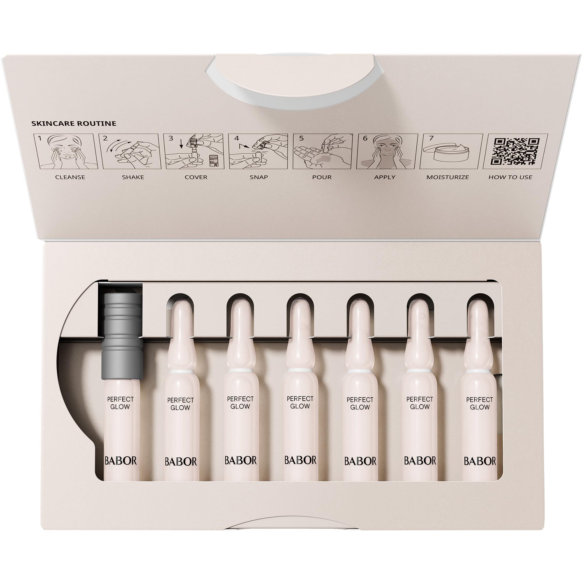BABOR Perfect Glow, Serum Ampullen für das Gesicht, Mit Glow Pigmenten für einen strahlenden Teint, Vegane Formel, Ampoule Concentrates, 7 x 2 ml