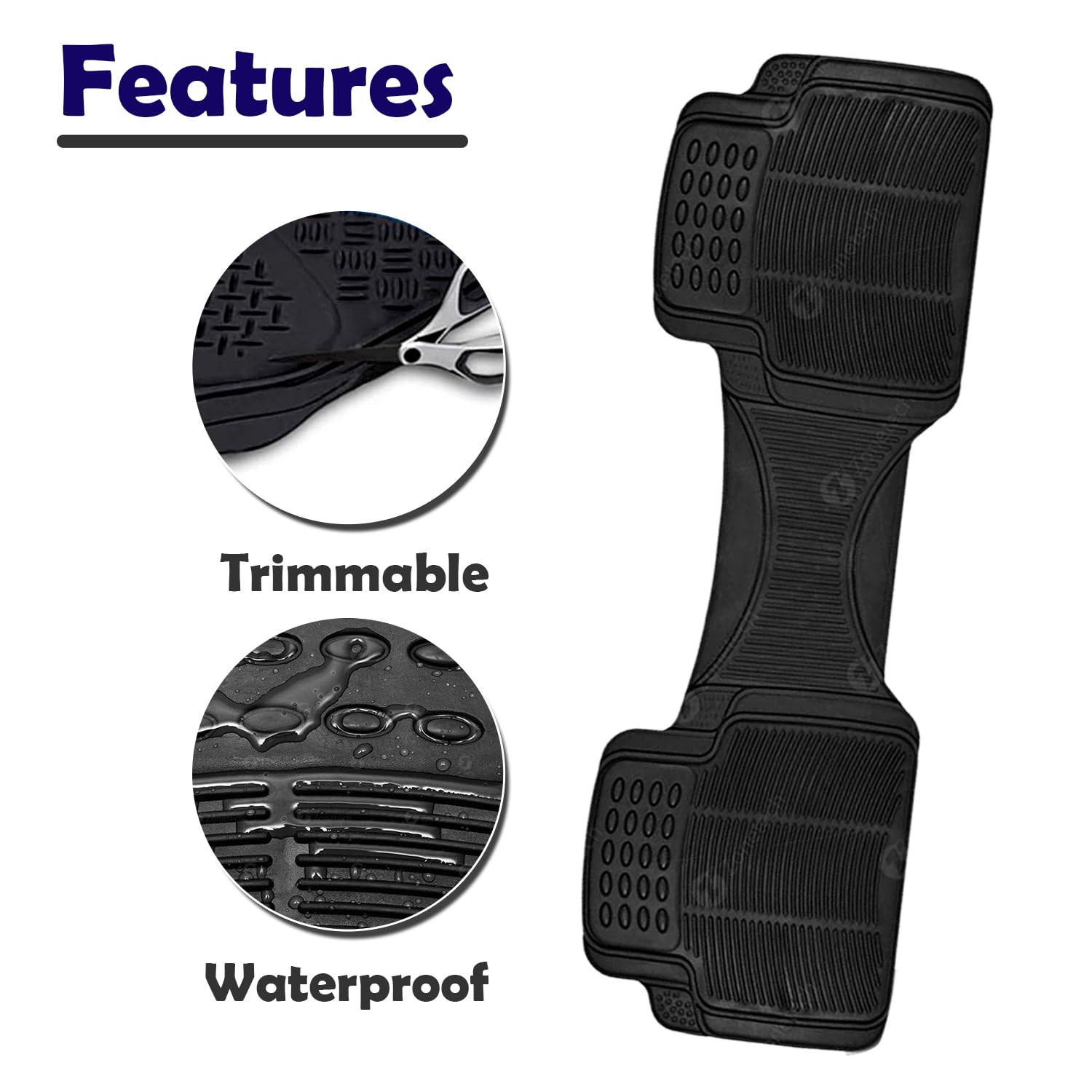ZONETECH Rubber Car Interior Floor Mat Premium Quality All Weather Protection-Perfect for Car Truck and SUV — view 3
