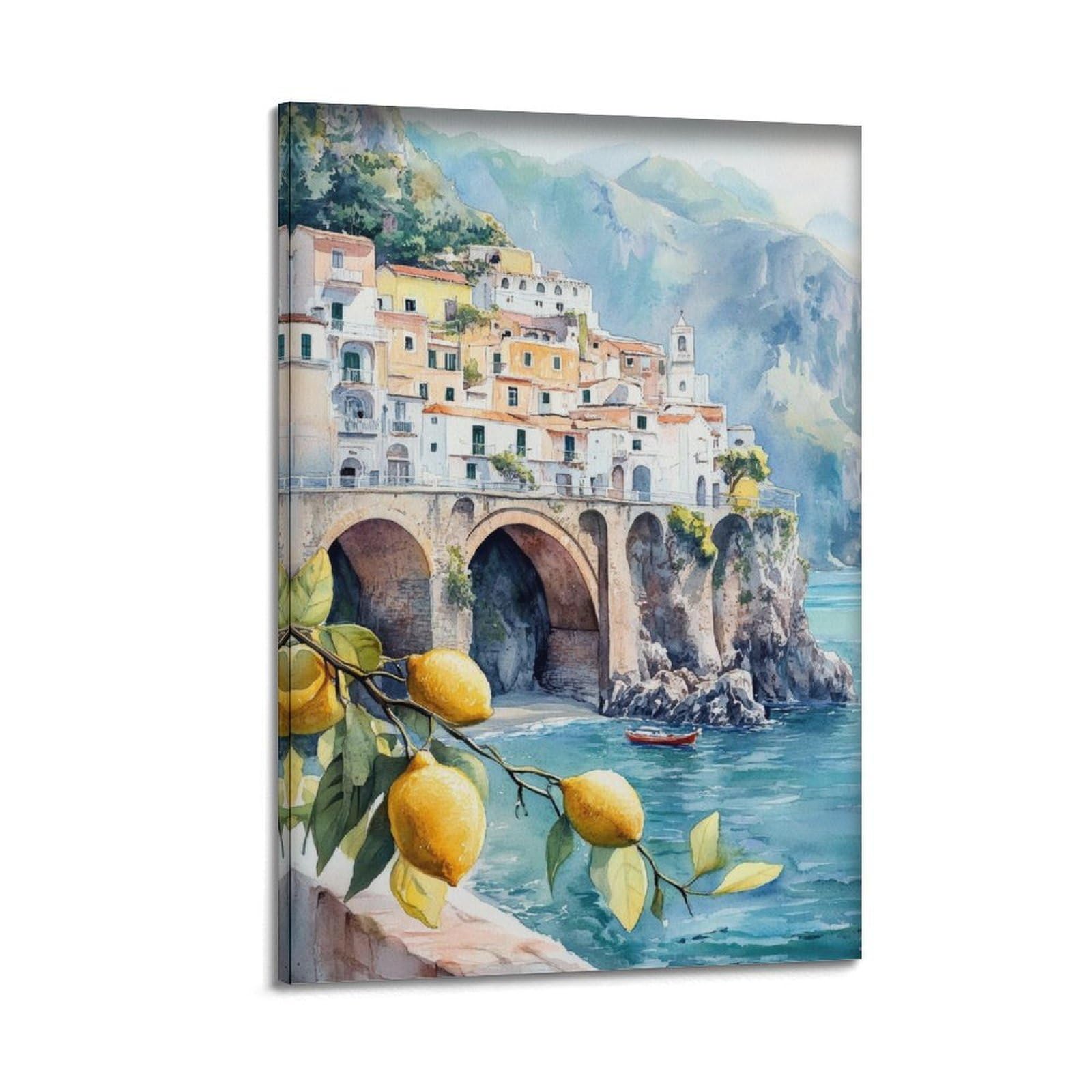 xiaoxiaoshen Amalfi Coast Italian Coastal Scenic Italy Canvas Poster Wall Art Prints Room Aesthetic Murals Bedroom And Living Decorations 20x30inch(50x75cm)
