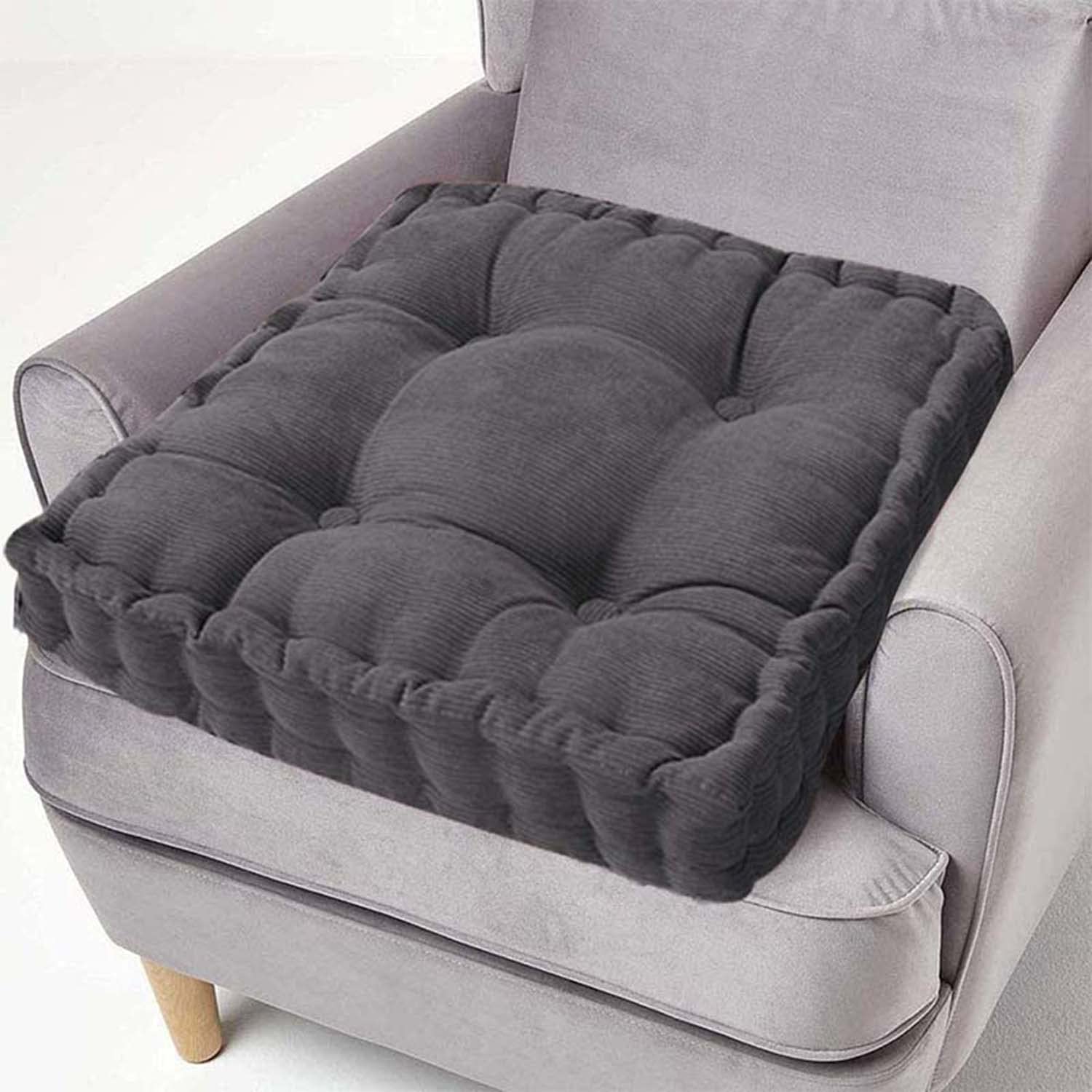Cuscino rialzista spesso 10 cm, in cotone, quadrato, per casa, ufficio e auto, per uso interno ed esterno, grigio scuro (50 x 50 x 10 cm)
