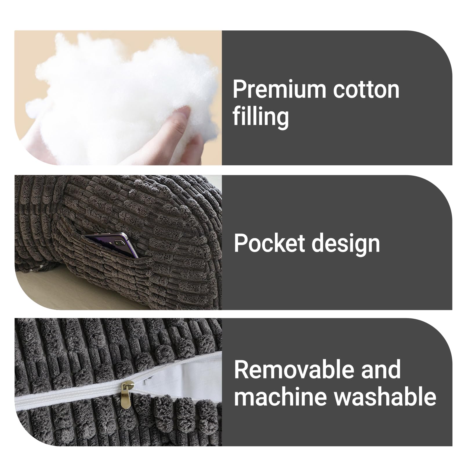 Cojín de lectura para cama y sofá, cojín de lectura con reposacabezas desmontable, reposabrazos y soporte lumbar, cojín de respaldo para cama para reposo en cama, descanso, lectura, trabajo en el