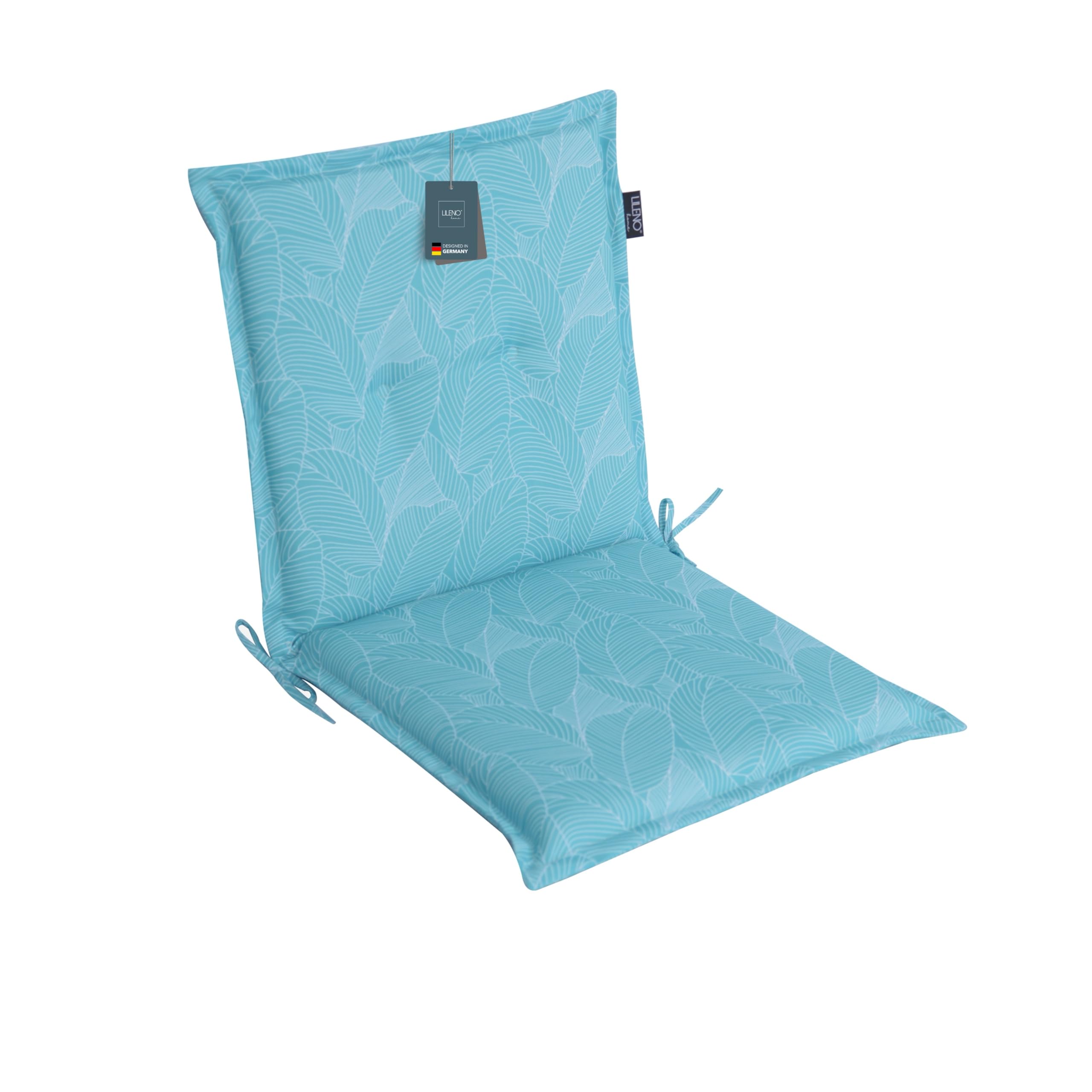 LILENO HOME Garden Chair Cushions in Aqua Leaves - Comfortable Loungers as Seat Cushions for Garden Furniture - Low-Back, Polyester Fill, Rectangular, Outdoor, Medium Firmness โ image 1