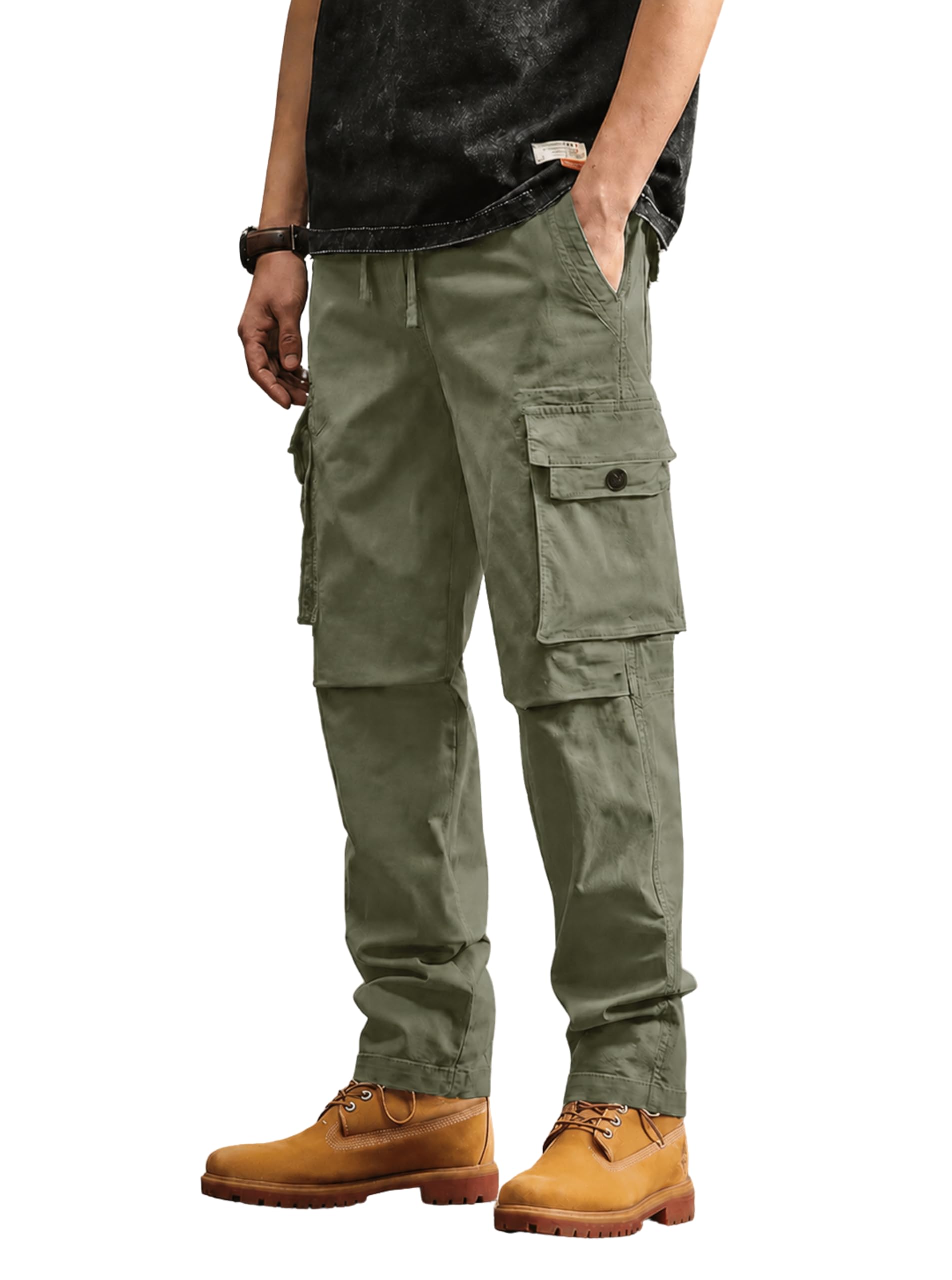 Men's Cargo Pants for Men | Cotton Cargo Pant | Multi Pocket Casual Cargos for Men | Regular Fit Drawstring Trouser | Stylish Utility Pants-image-16