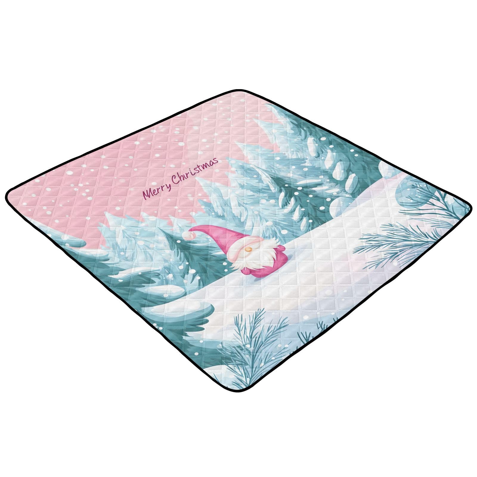 BOESI Doodle Merry Christmas Pattern Baby Play Mat, 50“ X 50” Washable Folding Crawling Mat, Baby Floor Mat, Soft, Thick, Non-Slip