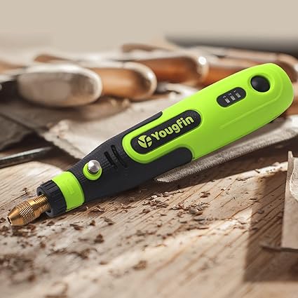 Yougfin Rotary Tool, 3.6V Li-ion Cordless Power Rotary Tool Kit, 3 Adjustable Speed Modes 5000-15000RPM, with 44 Accessories for Carving, Cleaning, Grinding, Sanding, Polishing